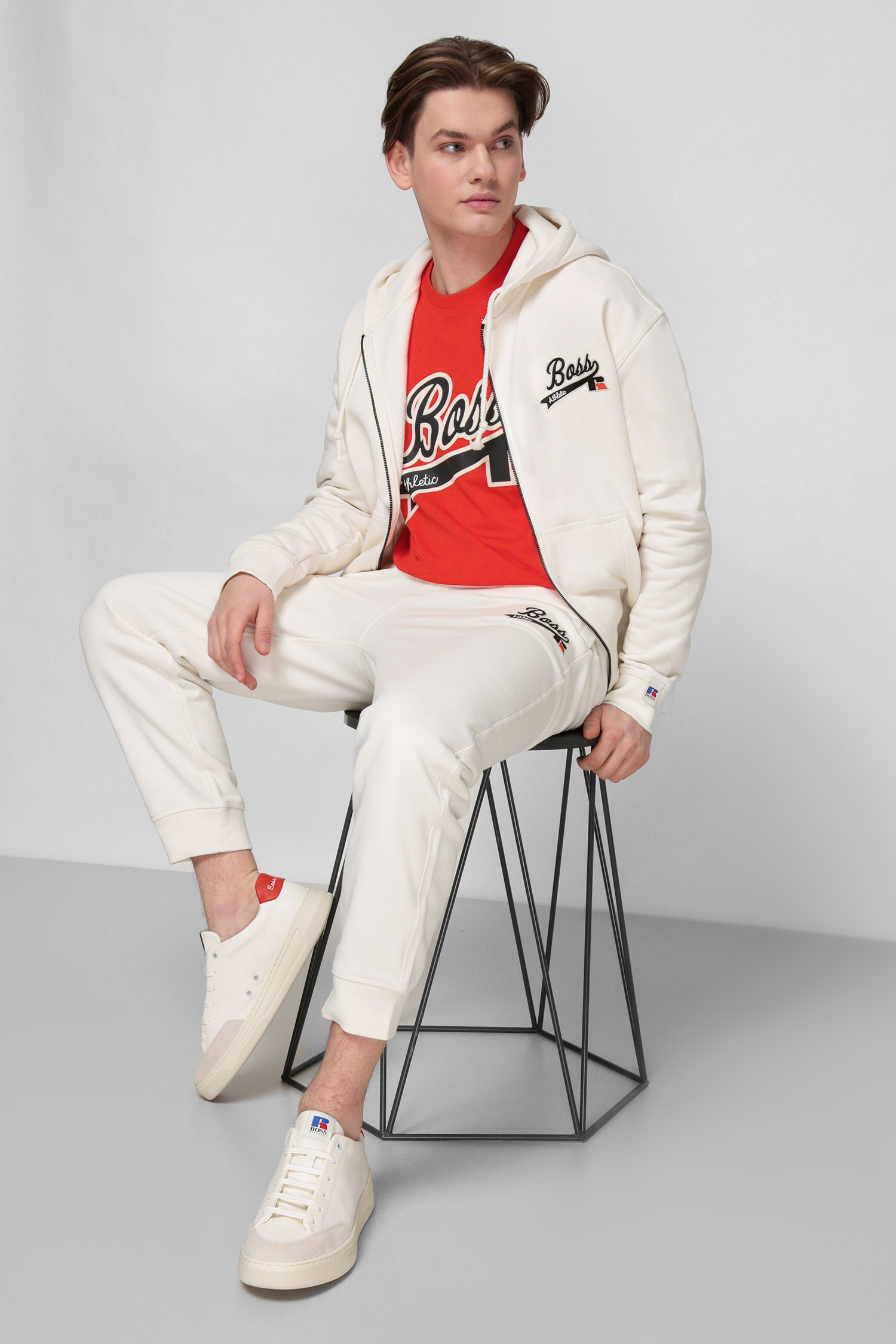 Білі спортивні штани для хлопців Boss x Russel Athletic BOSS 50463564;118