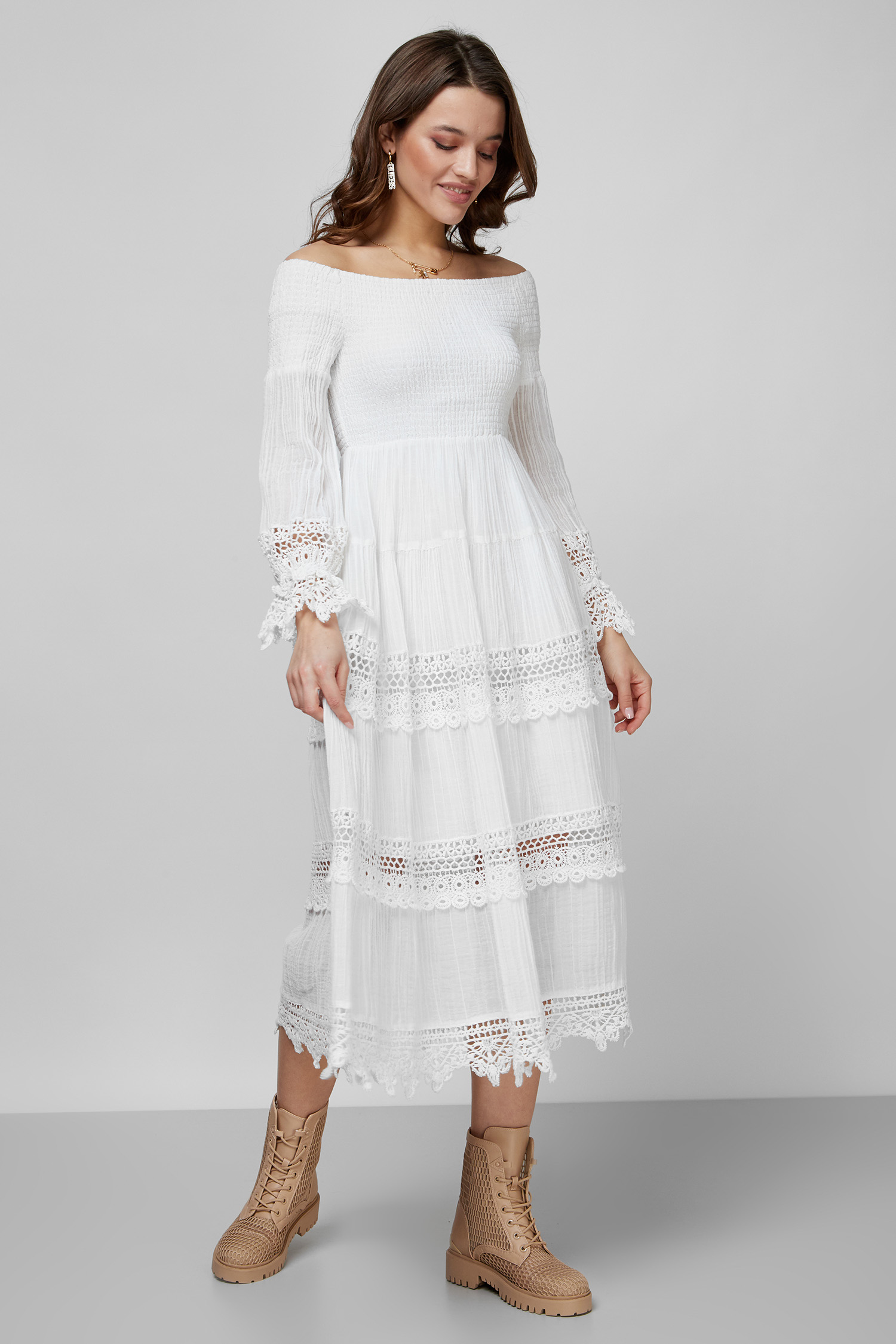 Жіноча біла сукня Guess W1YK11.RE340;G011