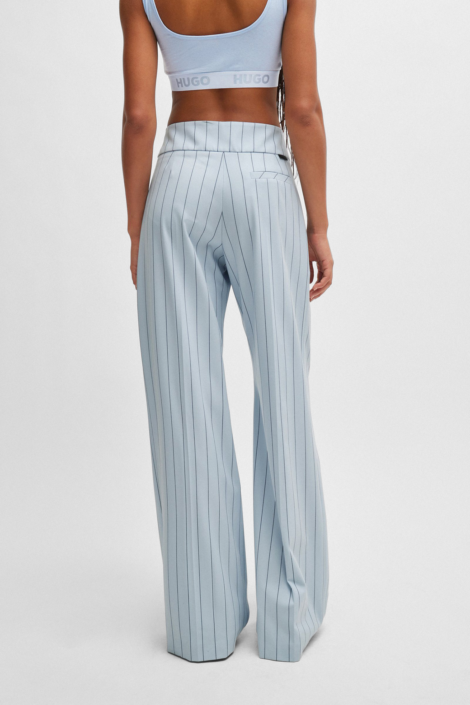 Женские голубые брюки в полоску HUGO 50510444;989