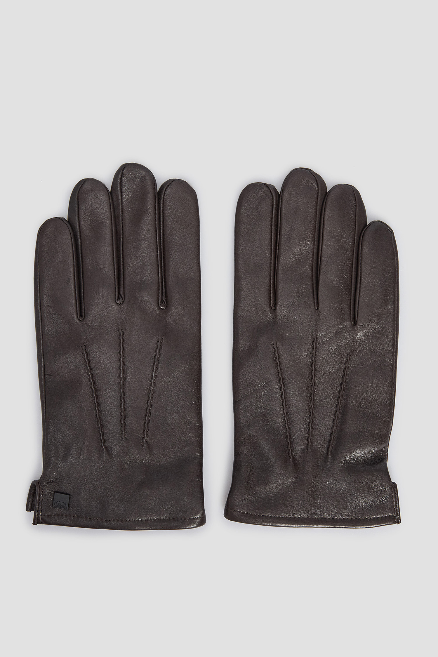 Мужские темно-коричневые кожаные перчатки Karl Lagerfeld 502443.815400;480