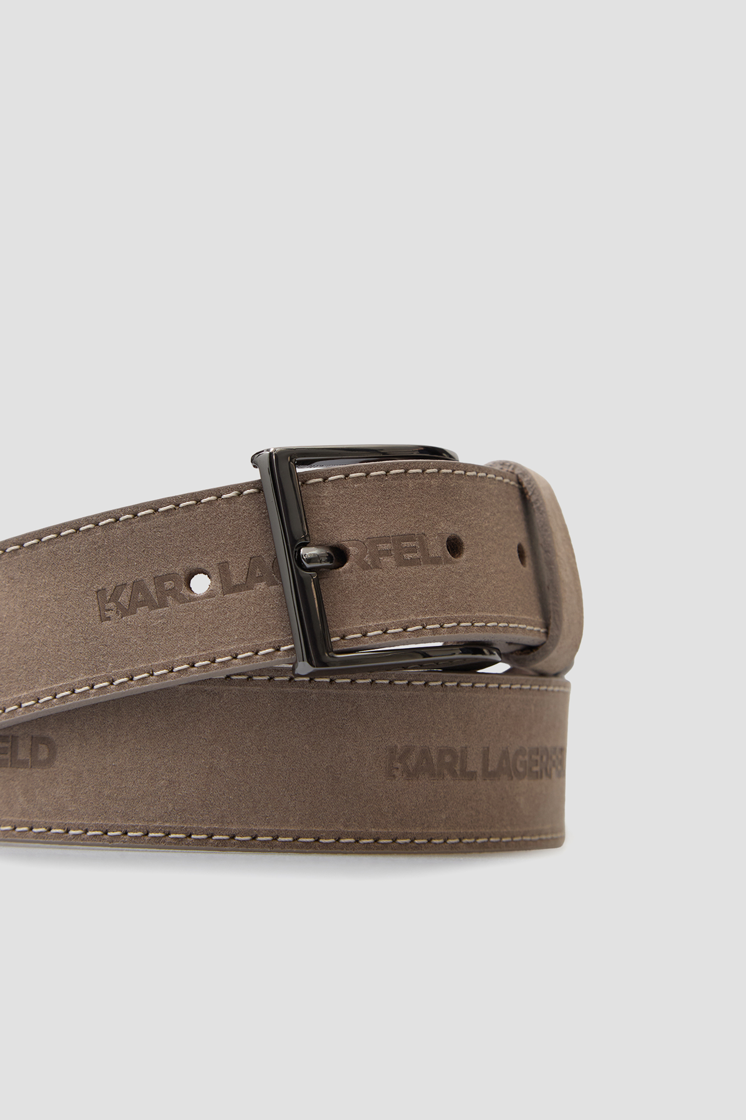 Чоловічий сірий шкіряний ремінь Karl Lagerfeld 562425.815300;430
