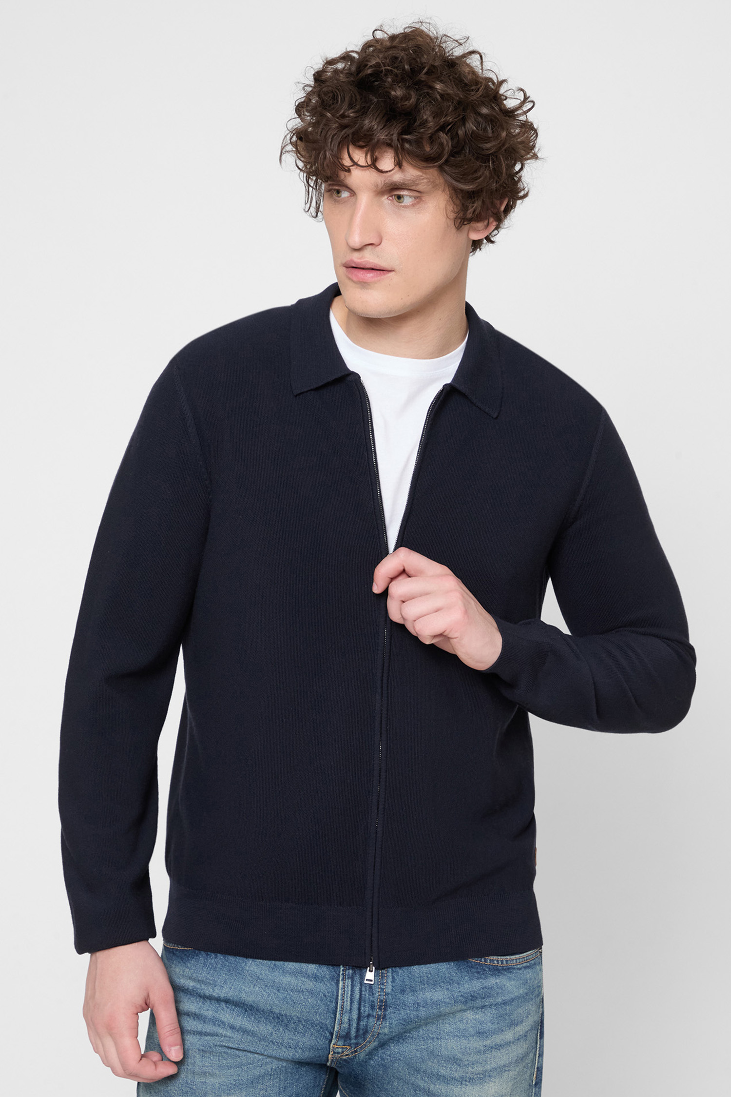 Мужской темно-синий шерстяной кардиган BOSS 50543272;404