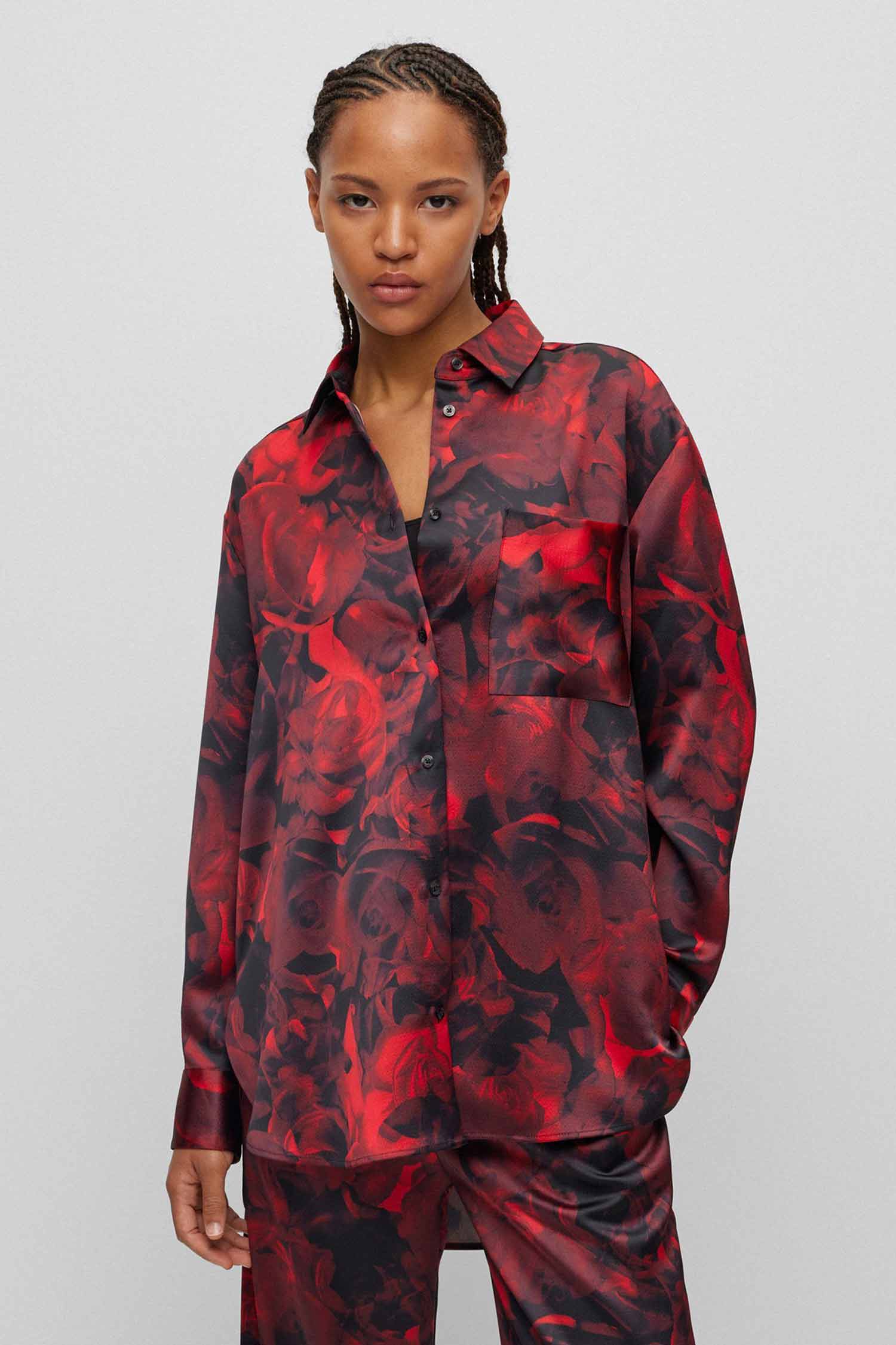 Женская красная блуза с узором HUGO 50501487;983