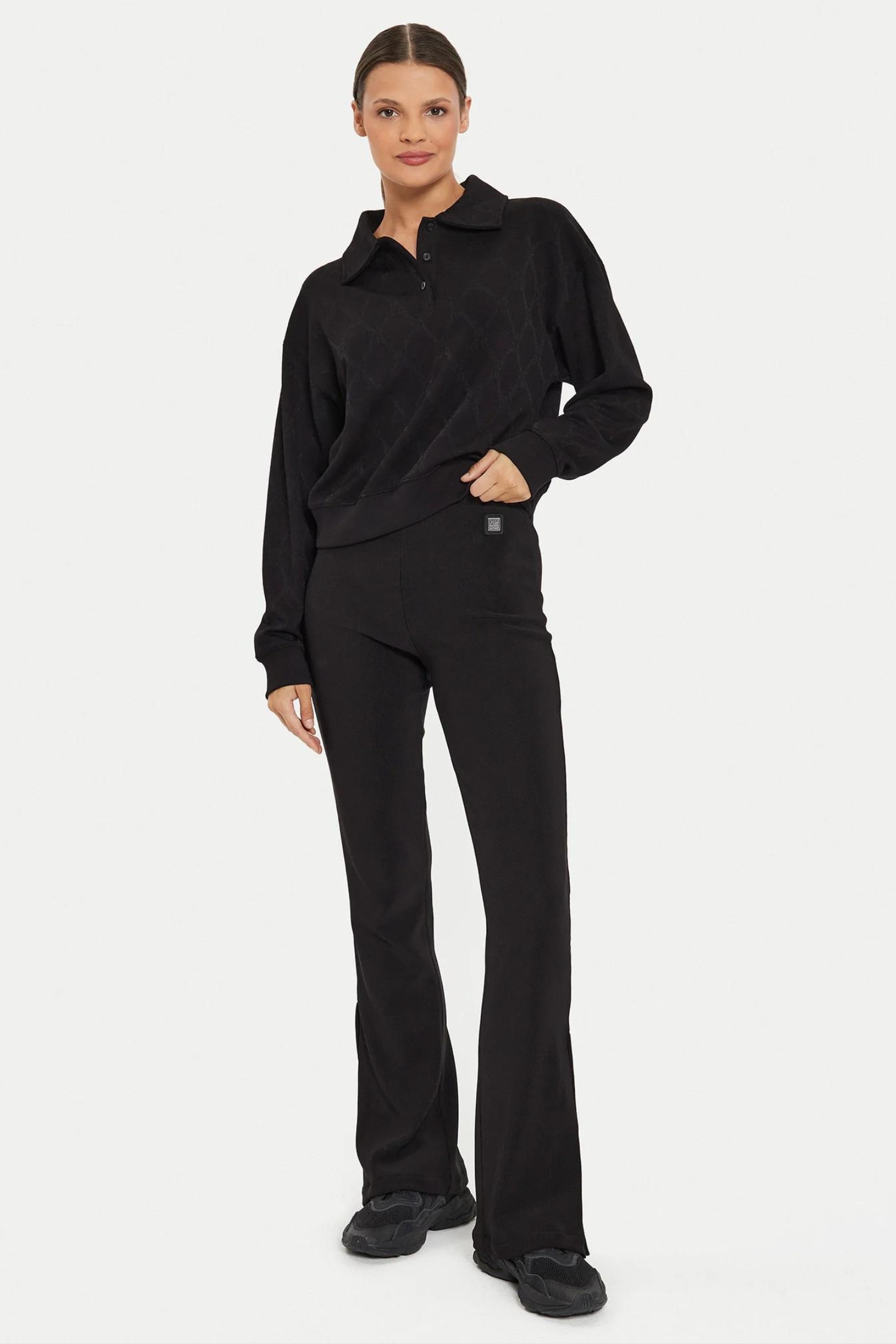 Женское черное поло с узором HUGO 50517120;971