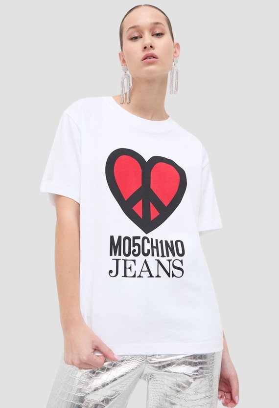 Женская белая футболка Moschino J0710.3262;4001 — Ultrashop