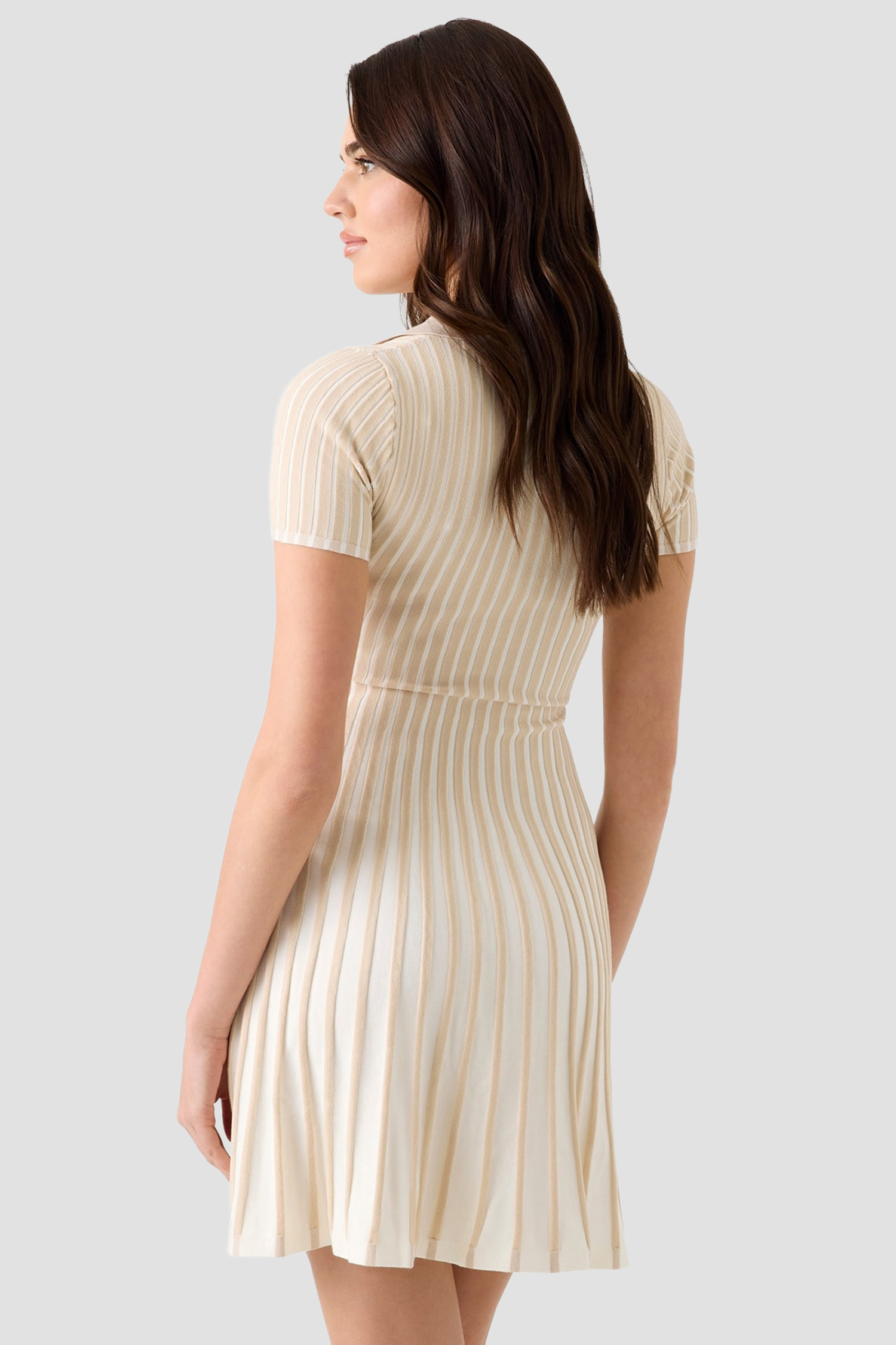 Женское бежевое платье в полоску Guess W6GK18.Z0591;SM22