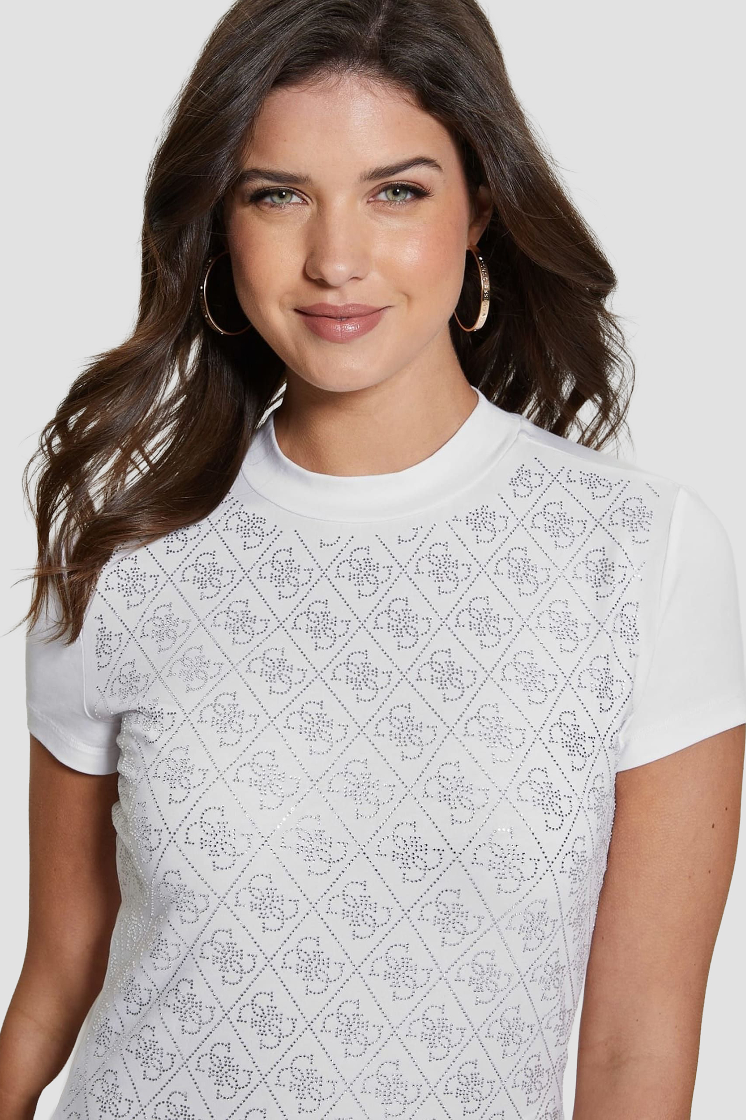 Жіноча біла футболка з візерунком Guess W4BI26.J1314;G011