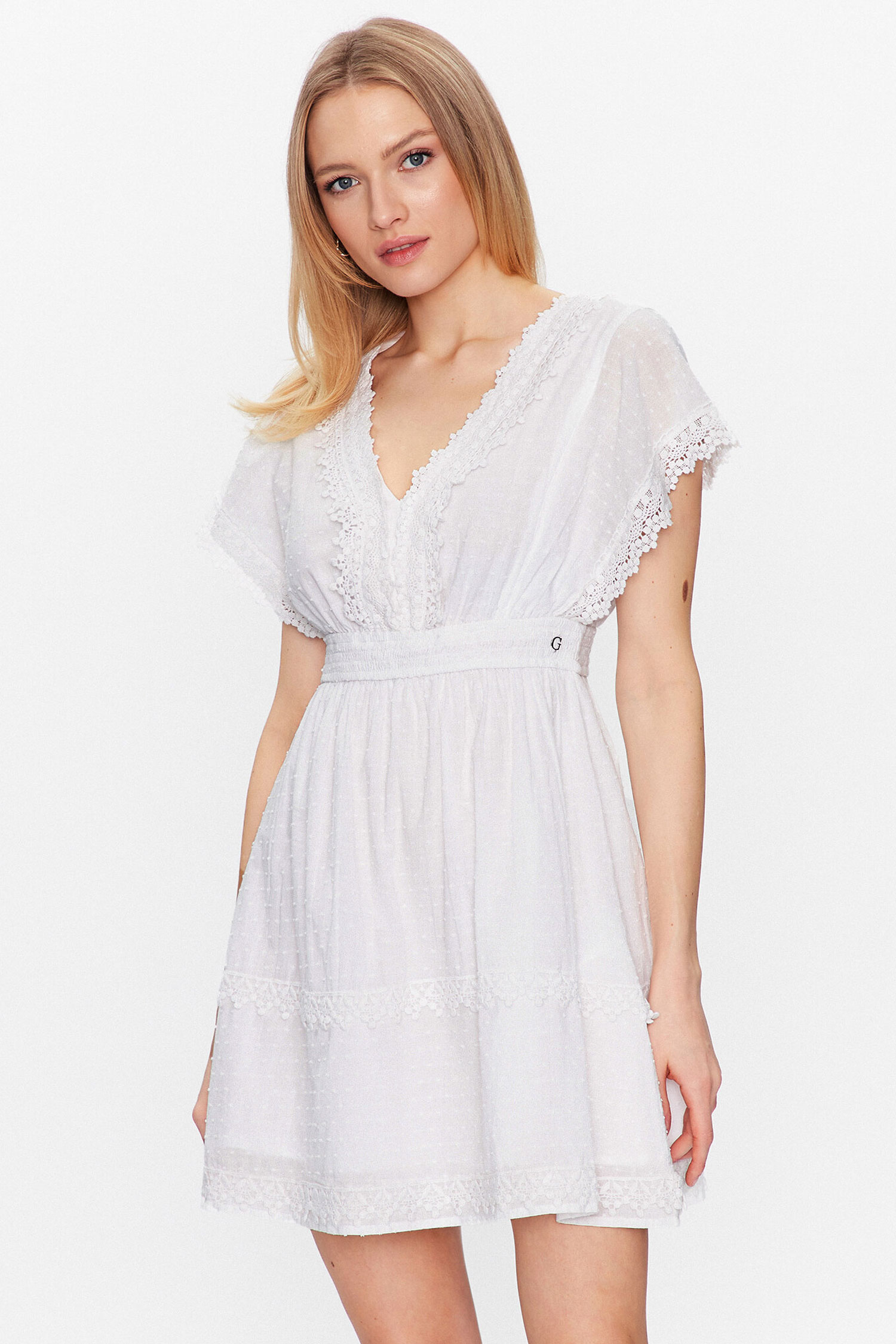 Женское белое платье Guess W3GK47.WFDN0;G011