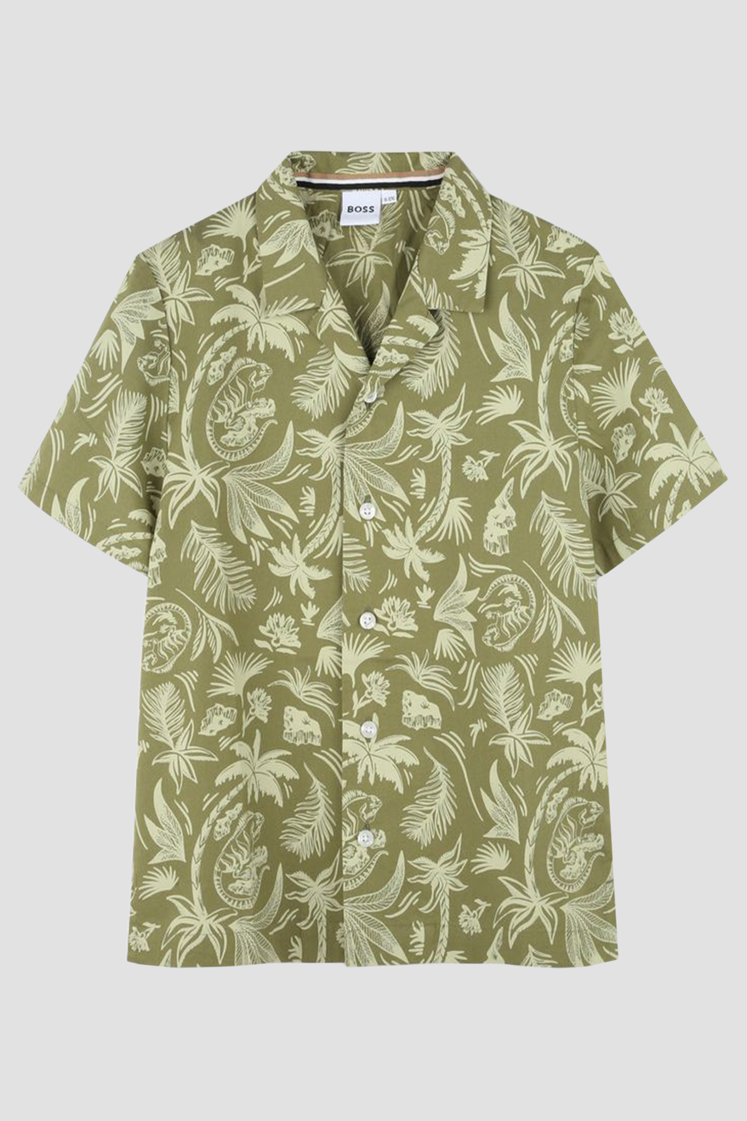 Детская зеленая рубашка с узором BOSS kids J52007;673