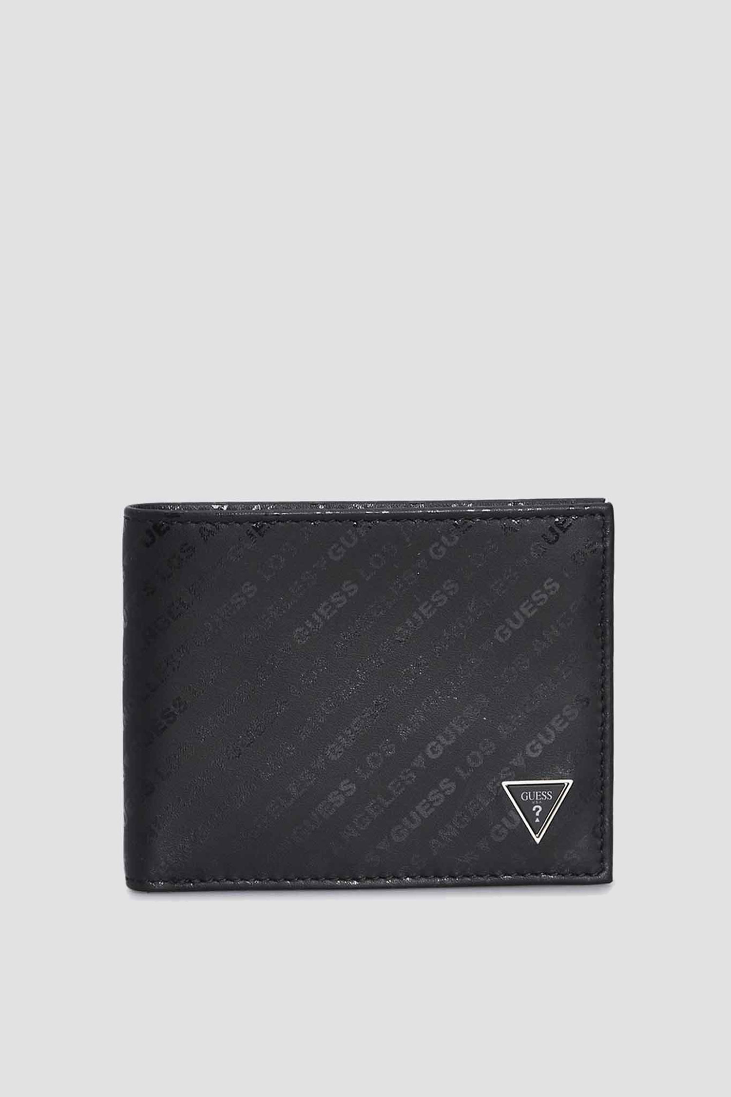 Чоловічий чорний шкіряний гаманець з візерунком Guess SMVESA.LEA84;BLA
