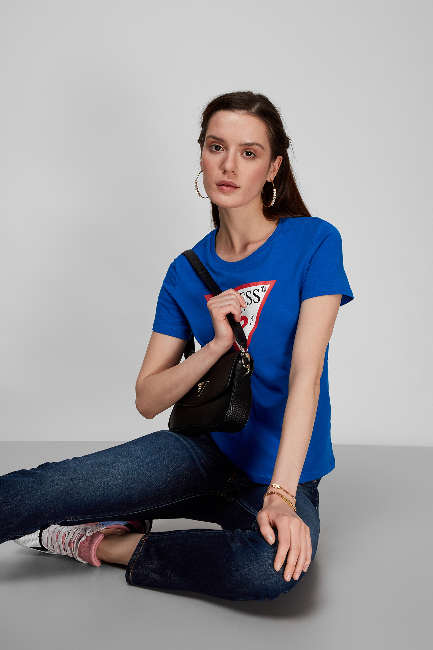 Женская синяя футболка Guess W1YI1B.I3Z11;G7K7