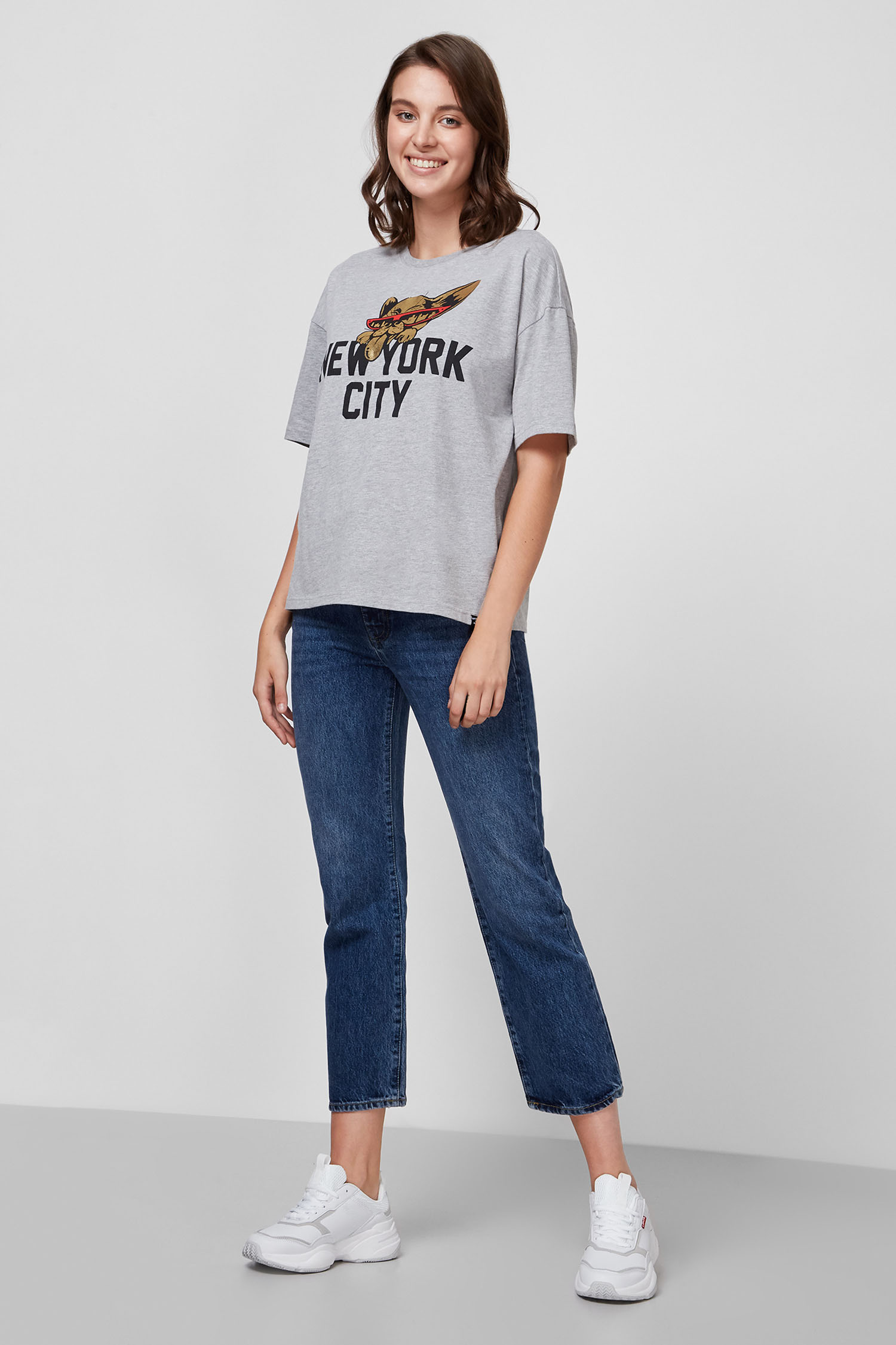 Женская серая футболка с принтом SuperDry W6010362A;07Q
