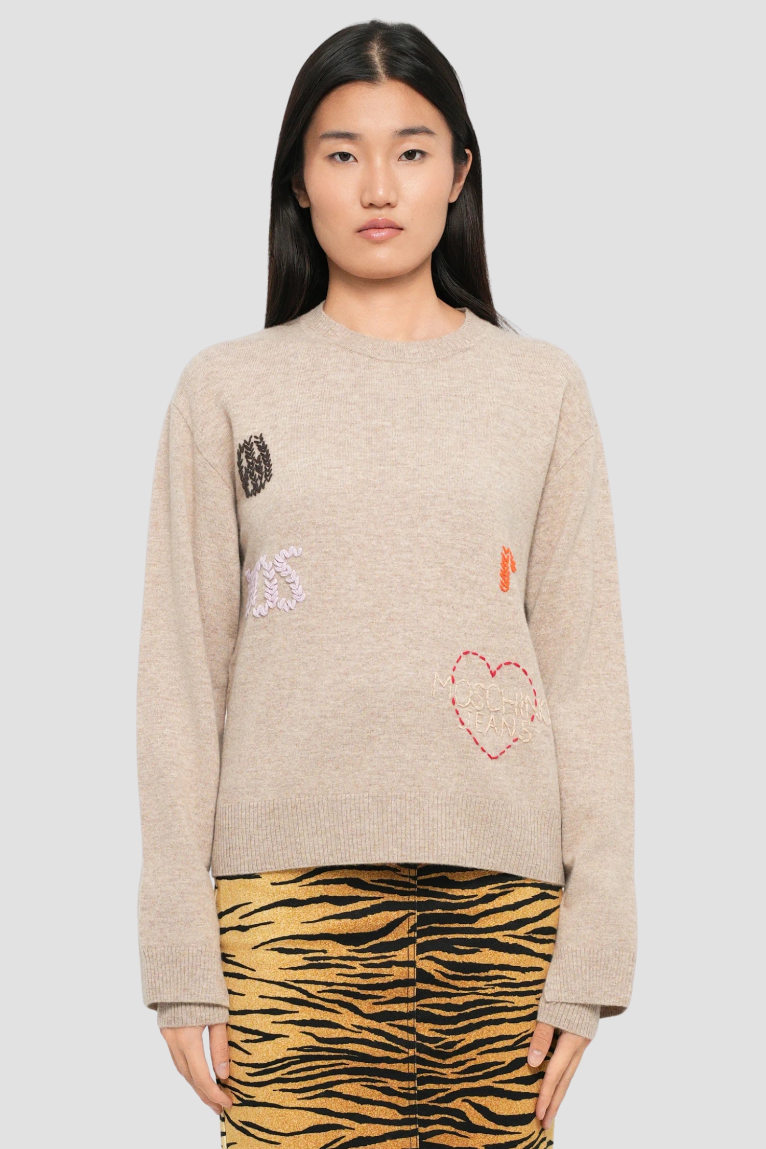 Женский бежевый шерстяной джемпер Moschino A0932.8206;1019