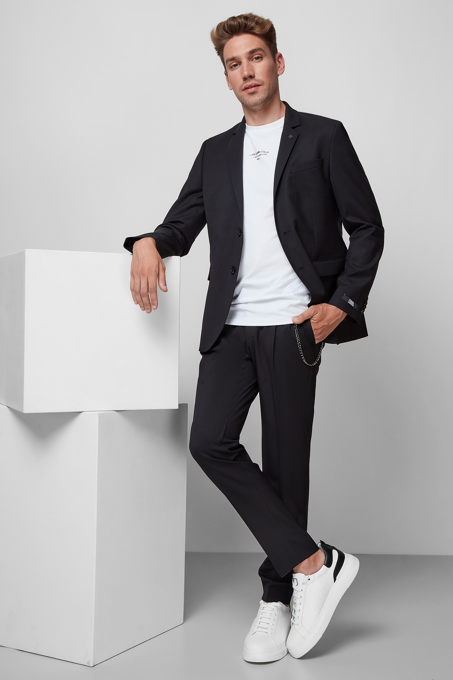 Мужские черные шерстяные брюки Karl Lagerfeld 512083.255055;990