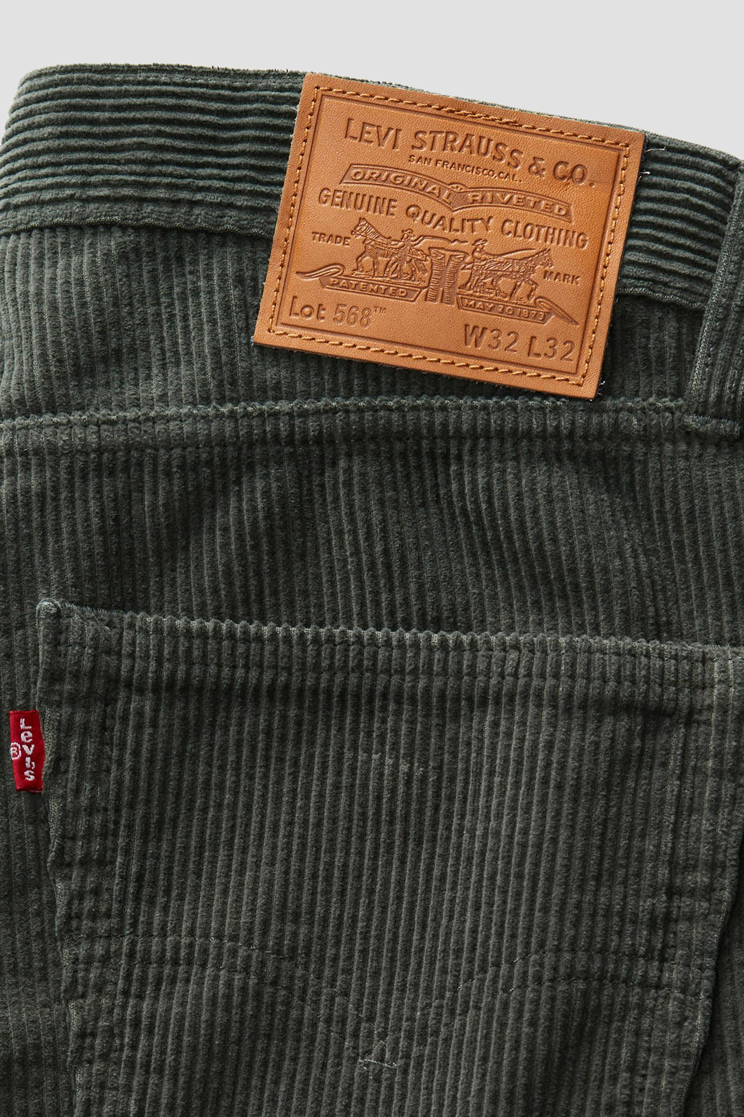 Мужские темно-серые вельветовые джинсы 568™ Stay Loose Levi’s® 29037;0075