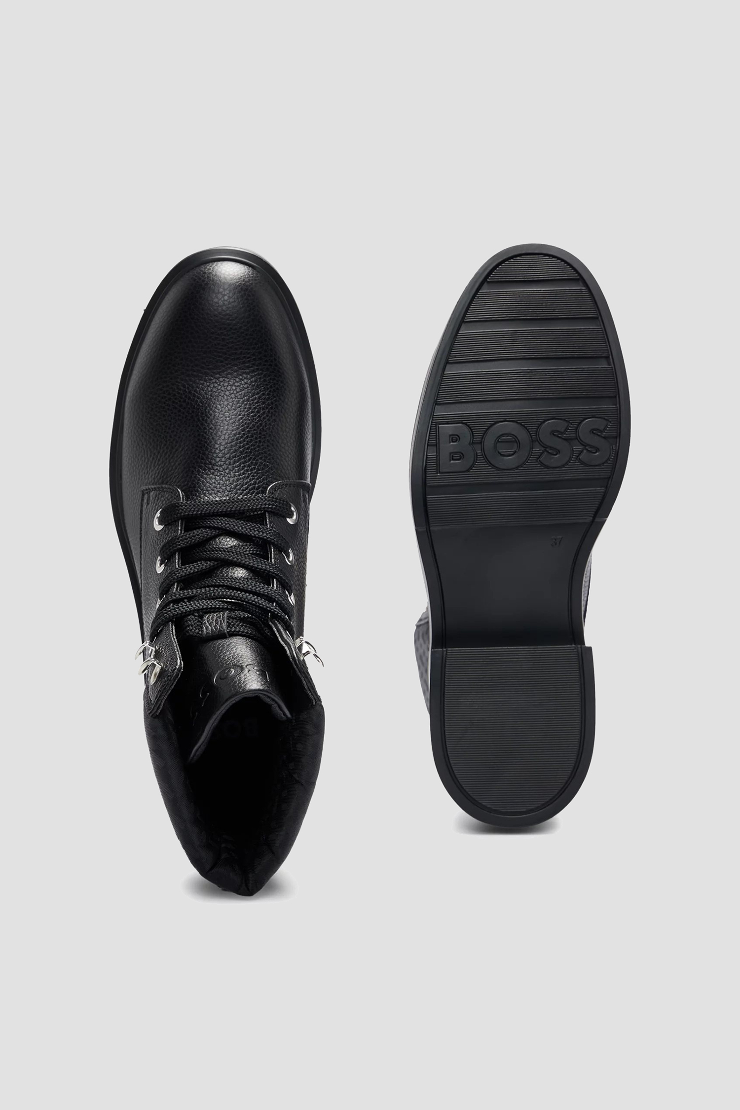 Женские черные кожаные ботинки BOSS 50498809;001