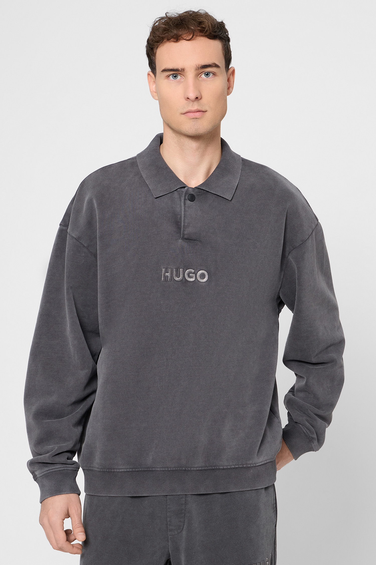 Мужское темно-серое поло HUGO 50546395;017