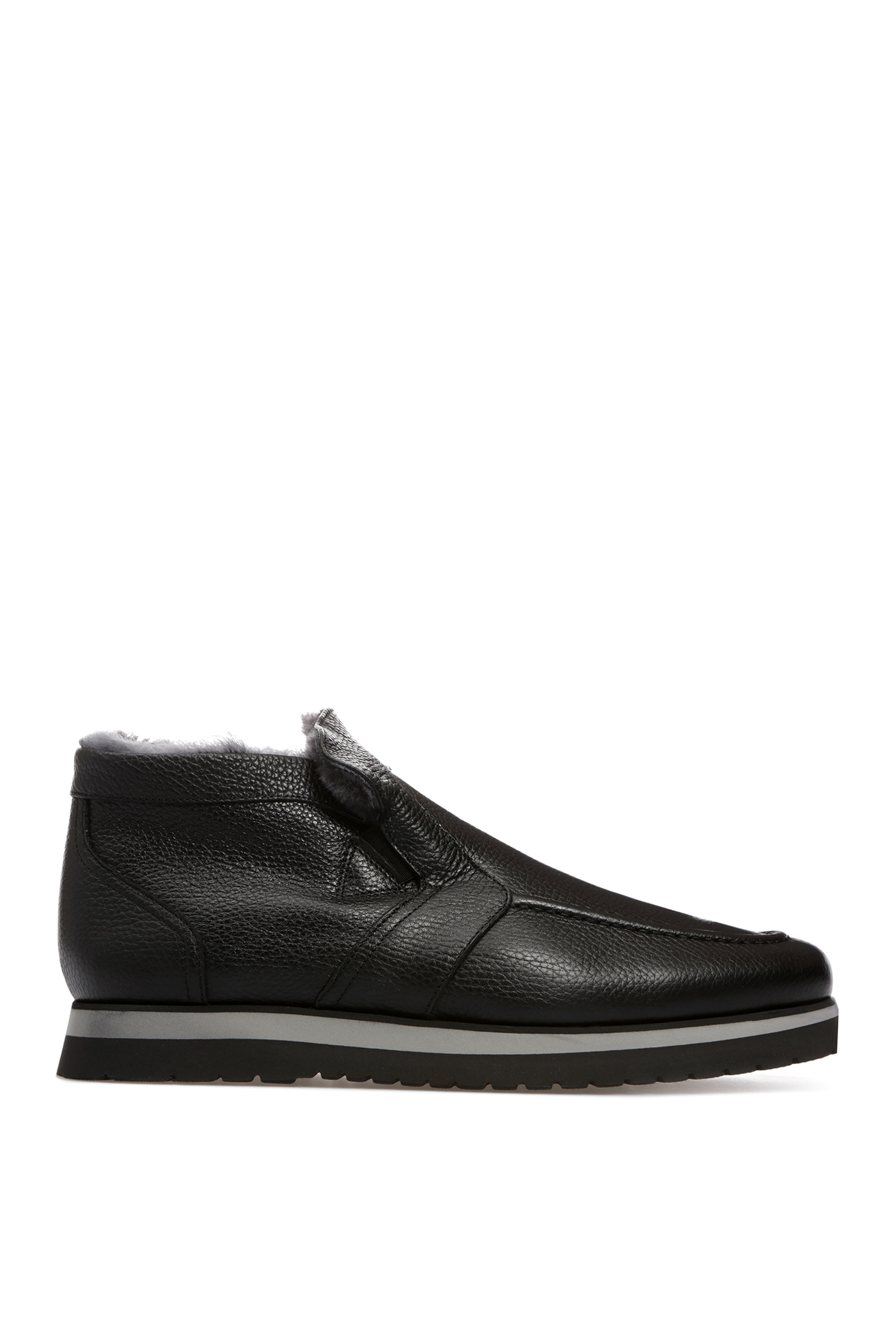 Мужские черные кожаные ботинки с мехом Baldinini 047090;00