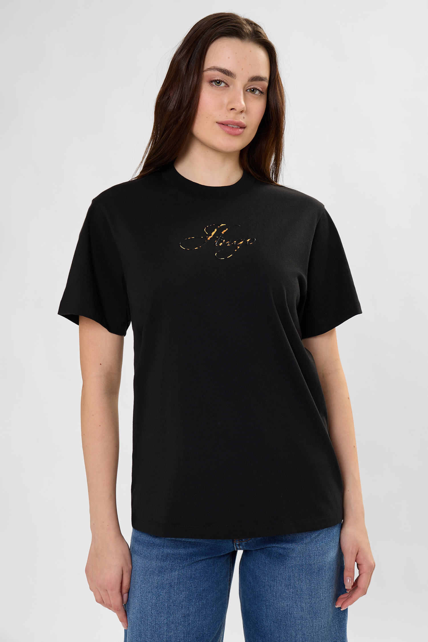 Женская черная футболка HUGO 50560566;001