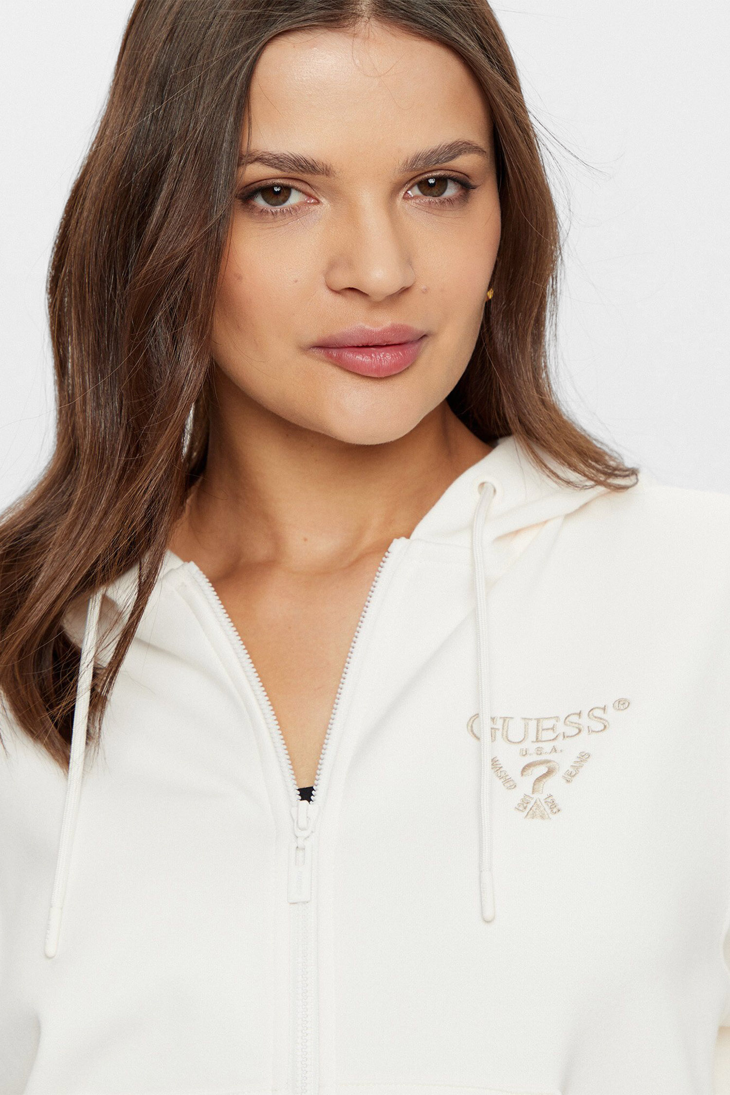 Женская белая кофта на молнии Guess V5RQ20.KC3D2;G6K5