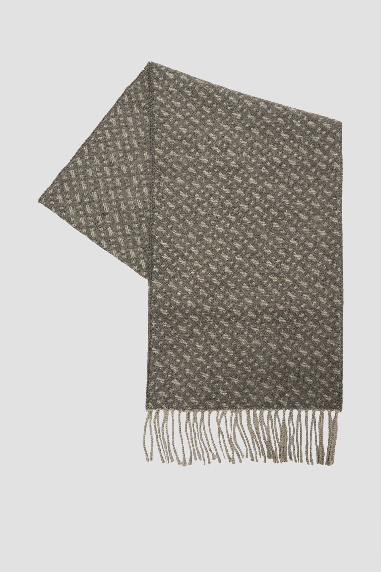 Мужской серый шерстяной шарф с узором BOSS 50549851;030