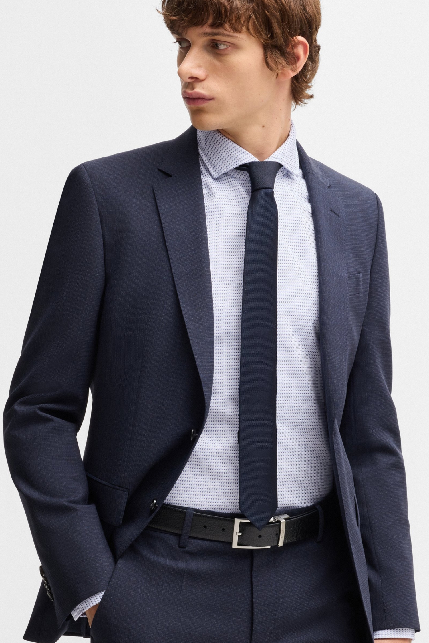 Мужская голубая рубашка с узором BOSS 50533712;425