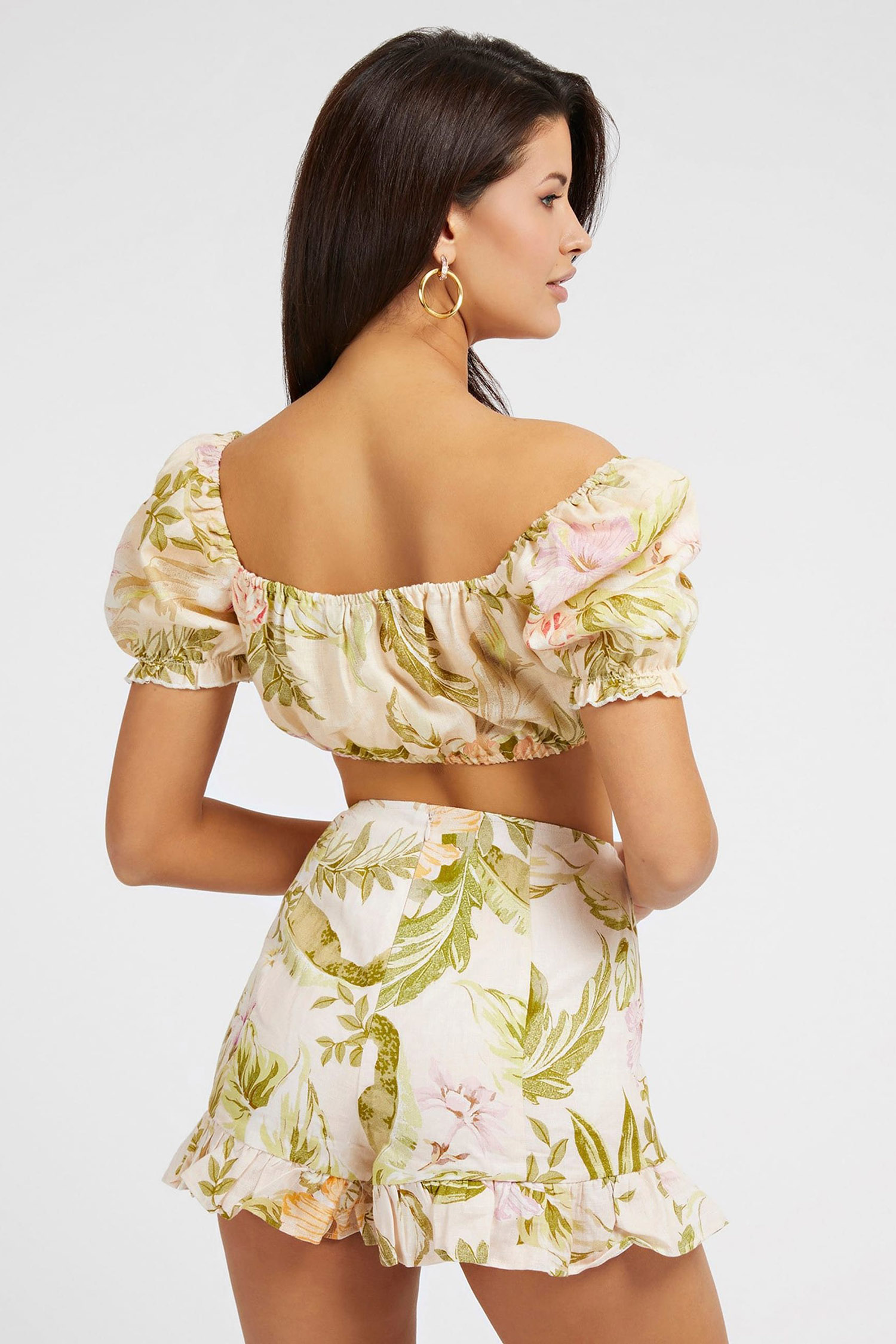 Женский льняной топ с узором Guess W3GH29.WCWA0;P63Y