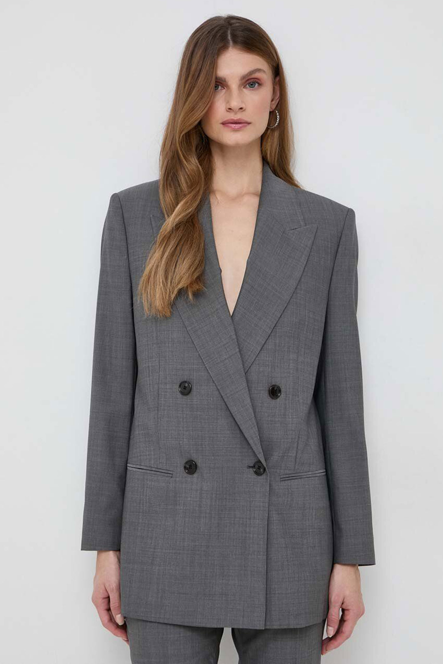Женский серый шерстяной пиджак BOSS 50505587;960