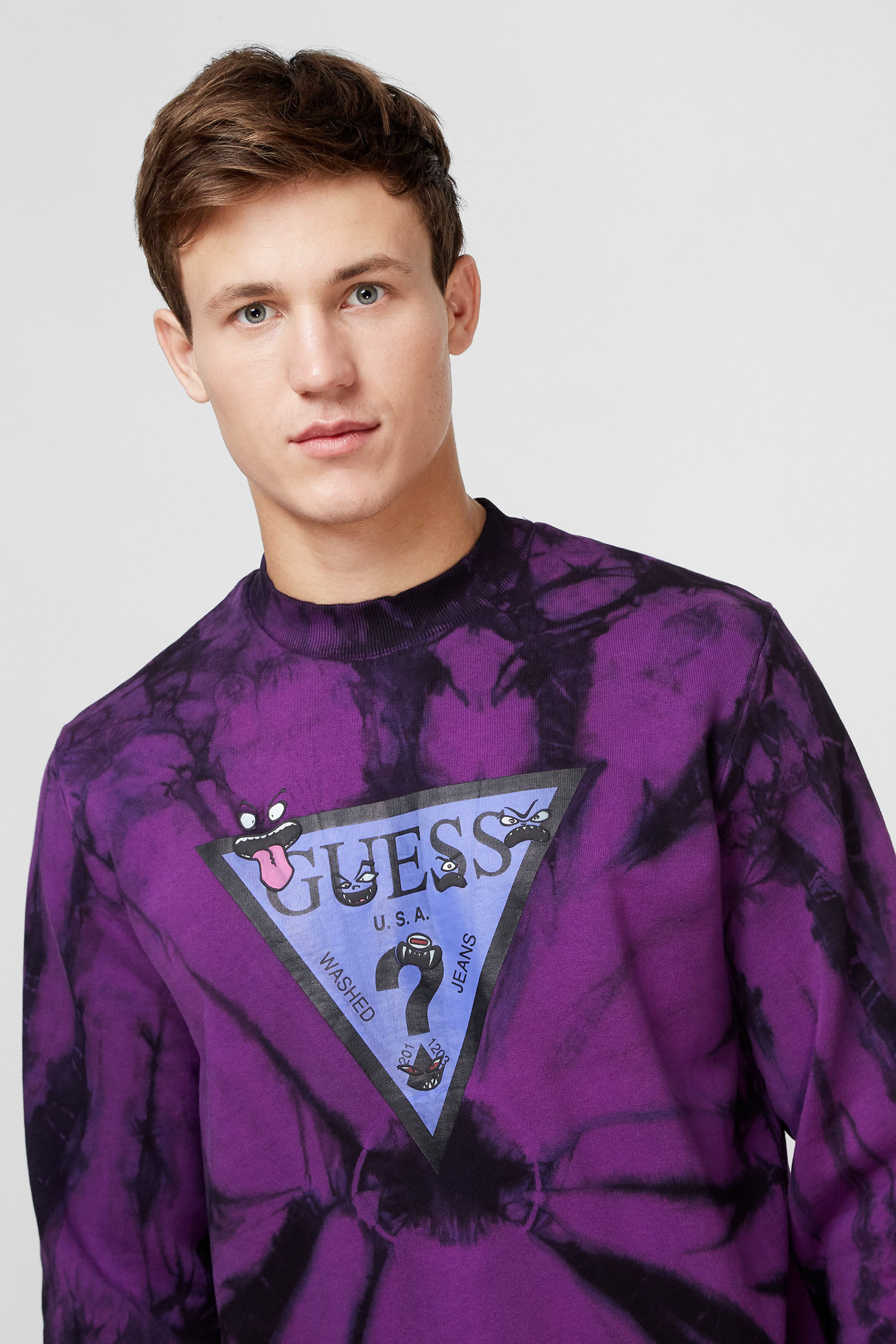 Мужской фиолетовый свитшот с принтом Guess M0YQ61.K9W00;F47A — Ultrashop
