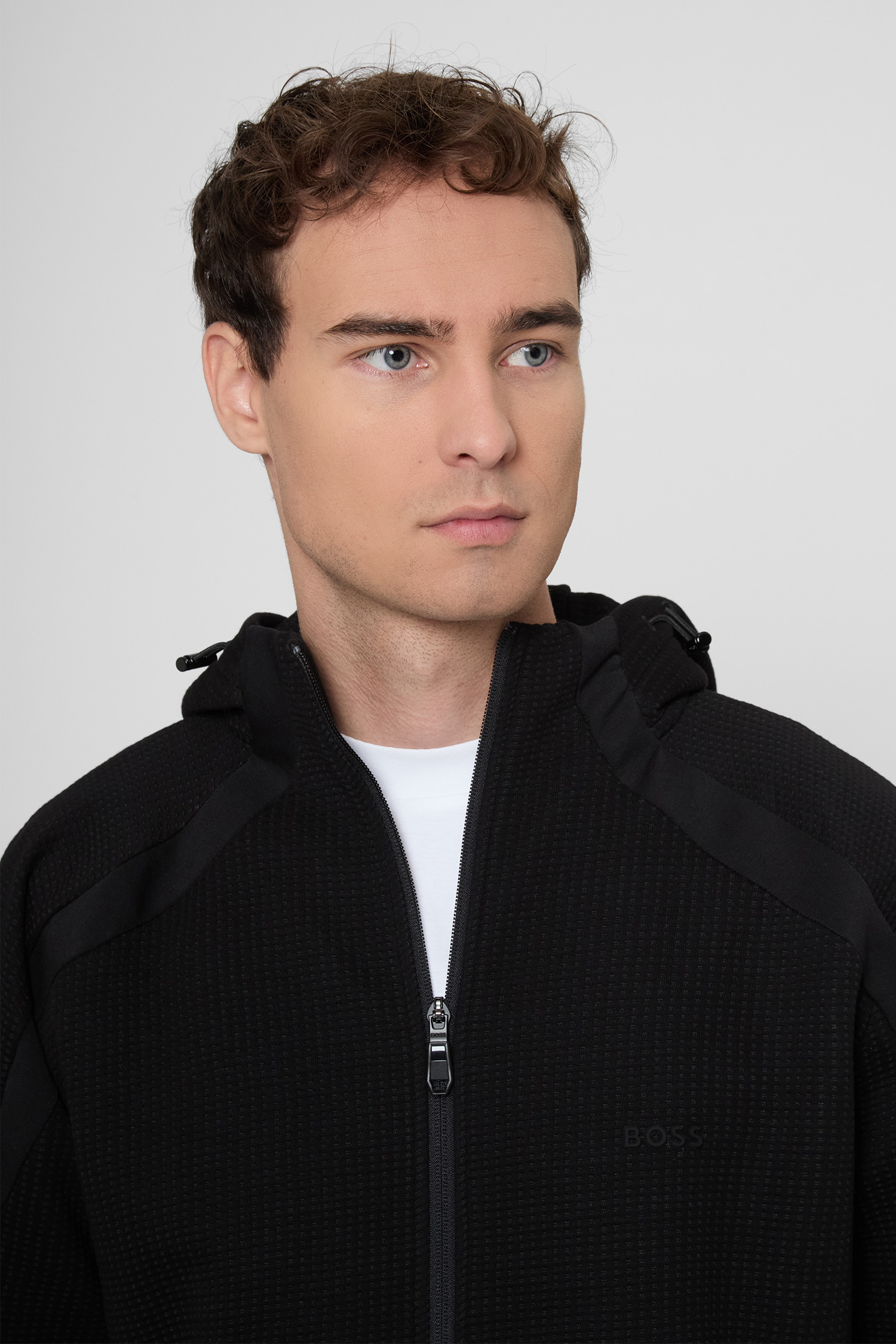 Чоловіча чорна кофта на блискавці BOSS 50548576;001