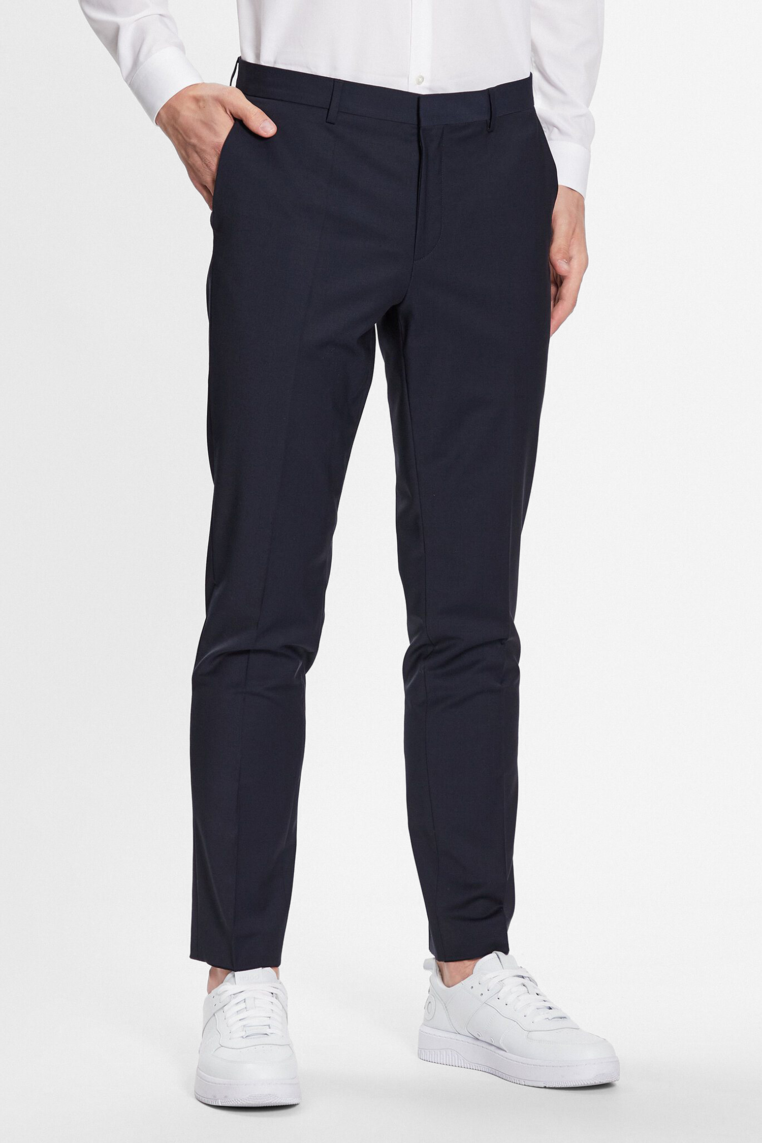 Мужские темно-синие шерстяные брюки HUGO 50446526;405