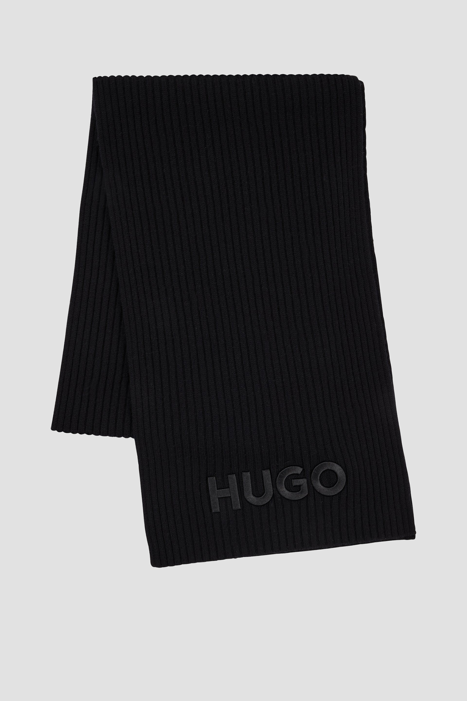 Мужской черный шерстяной шарф HUGO 50527826;001