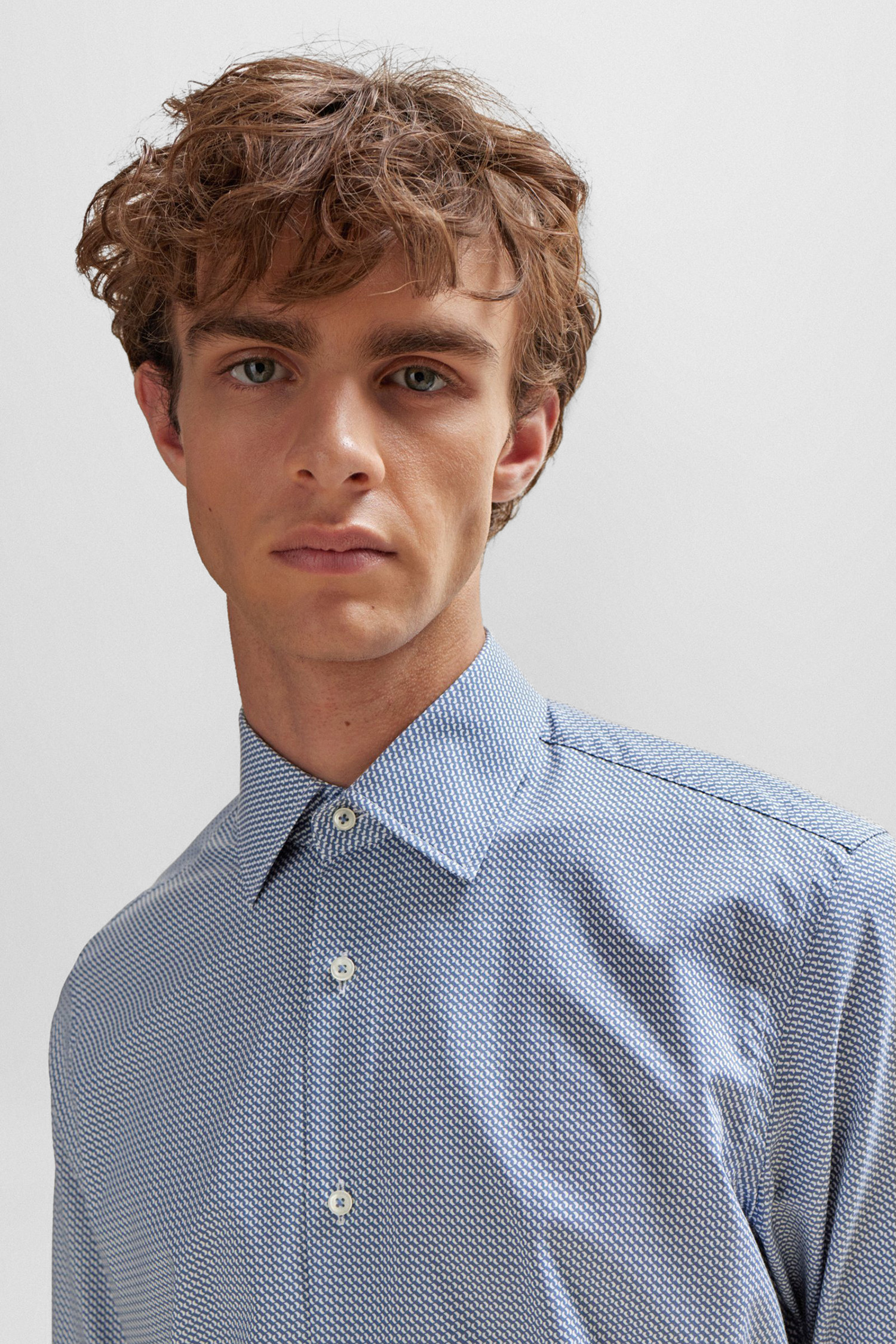 Мужская голубая рубашка с узором BOSS 50508537;479