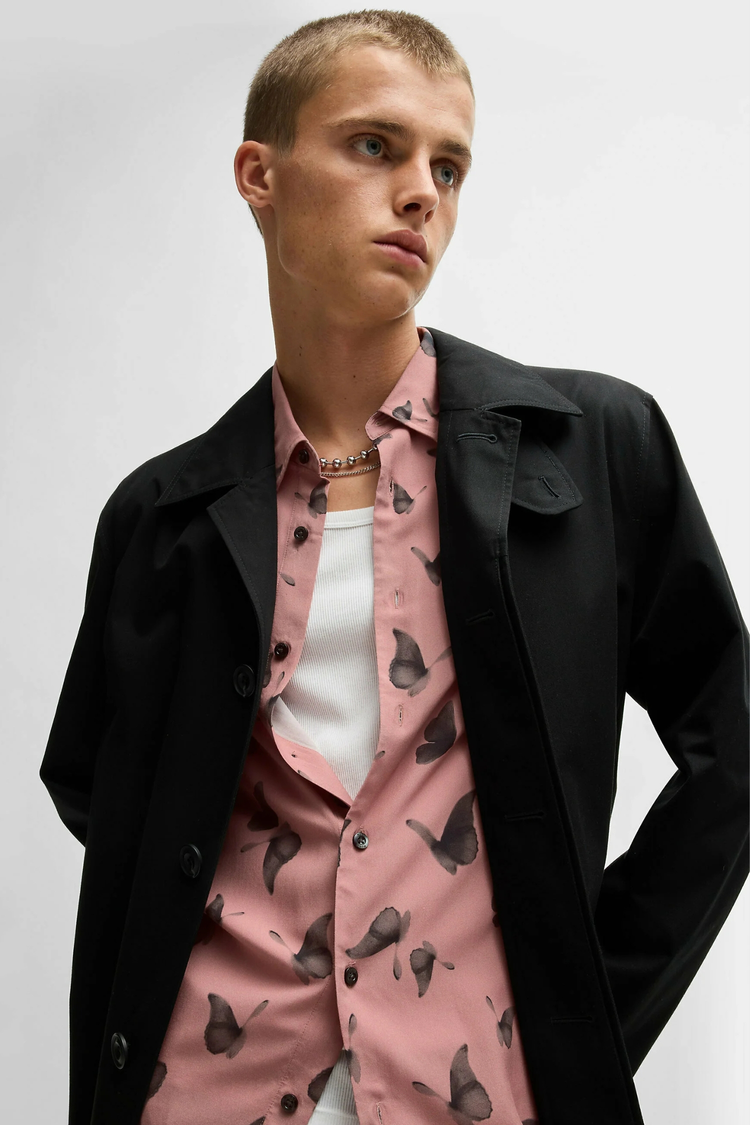 Мужская розовая рубашка с узором HUGO 50534247;695