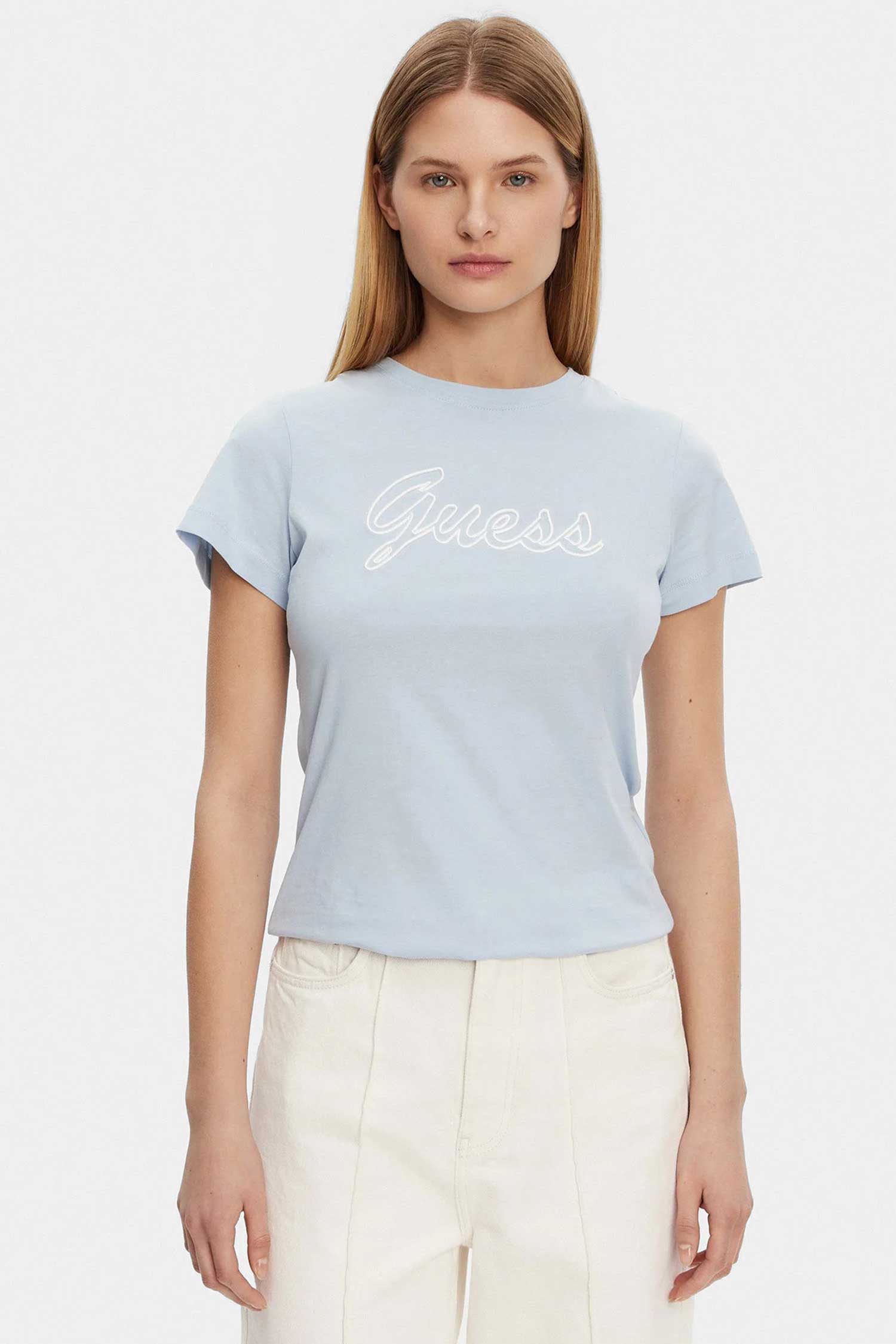 Женская голубая футболка Guess V5GI02.K9RM1;G7O3