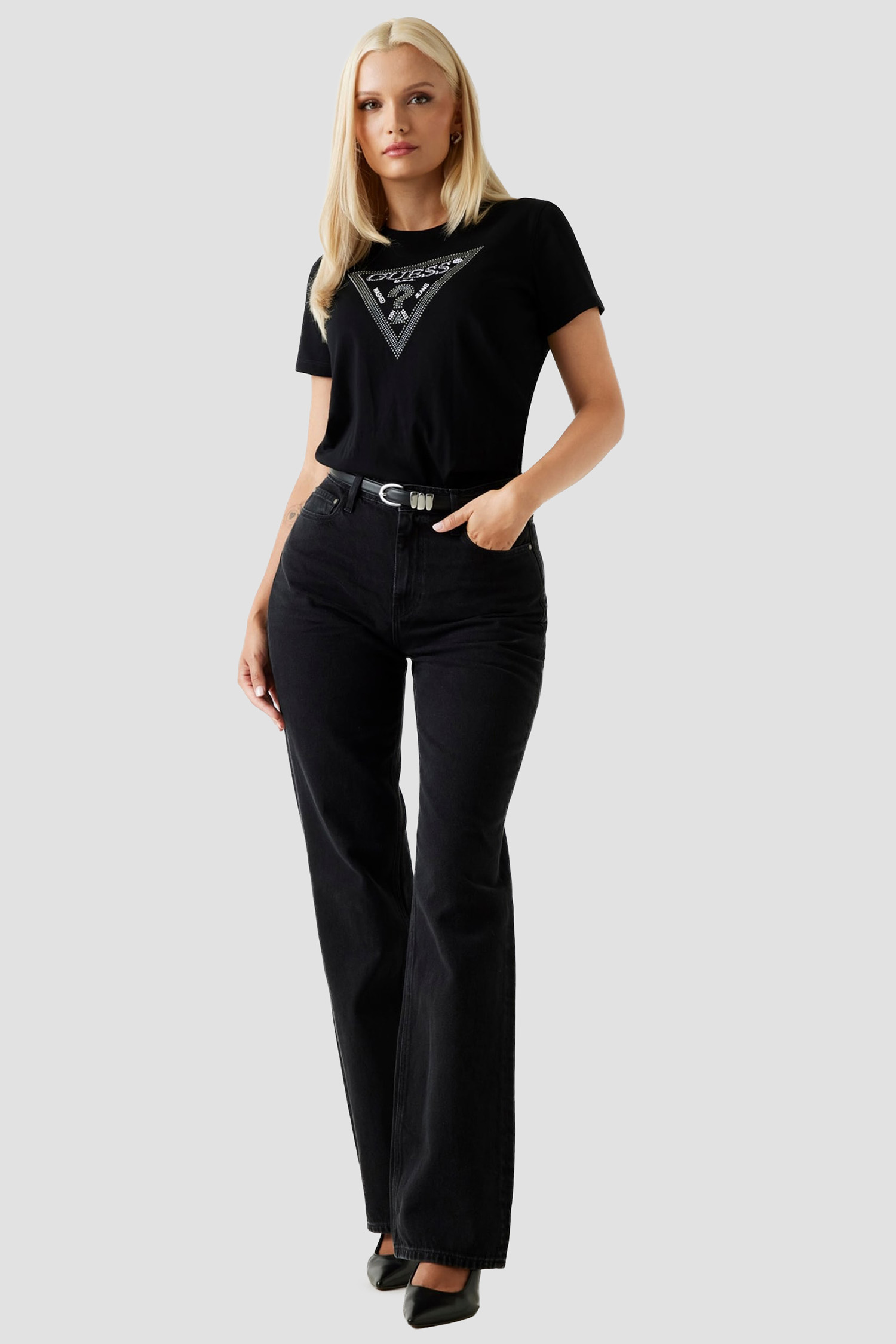 Жіноча чорна футболка Guess W5BI18.I3Z14;JBLK