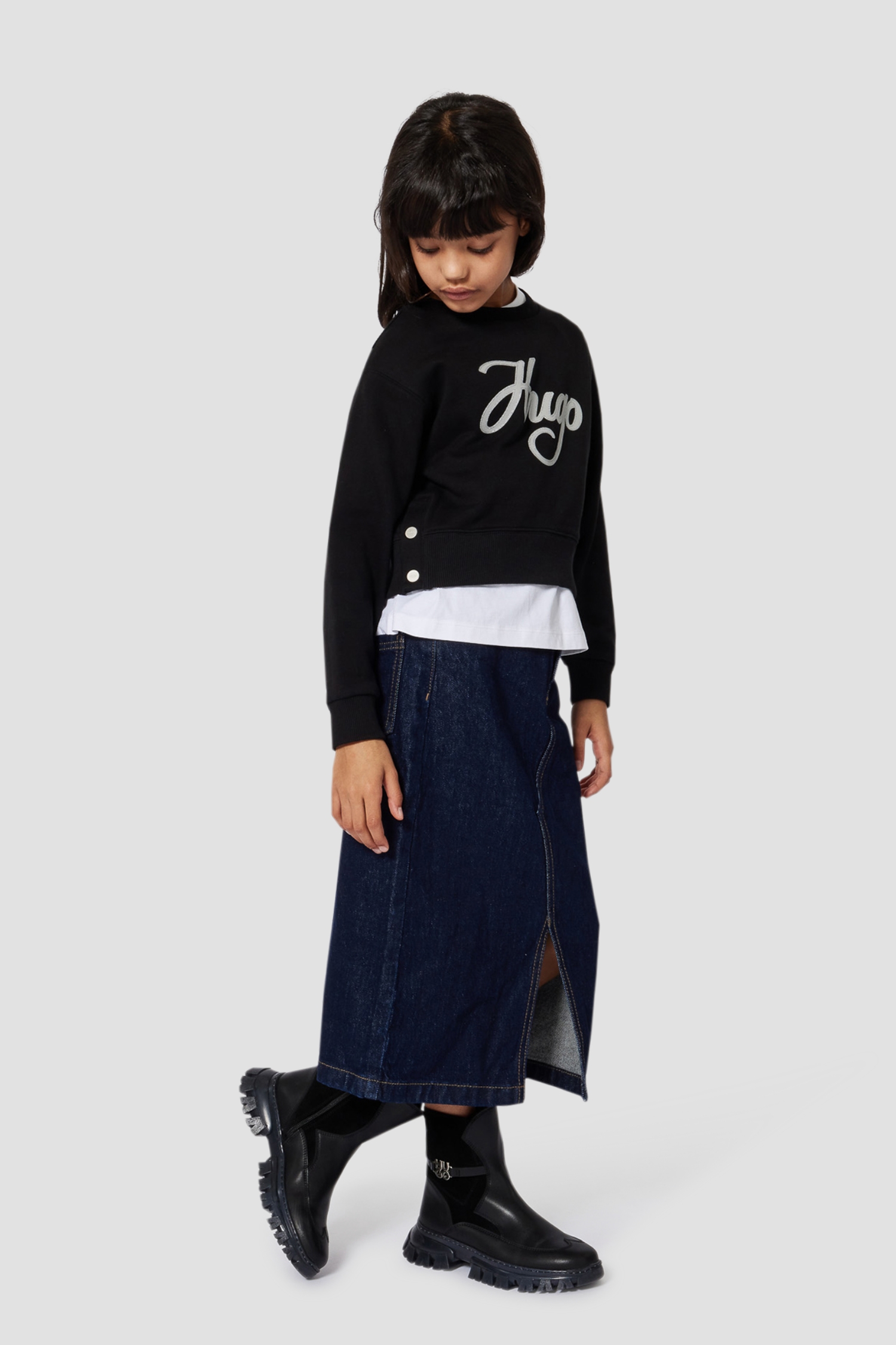 Дитячий чорний світшот HUGO kids G00498;09B
