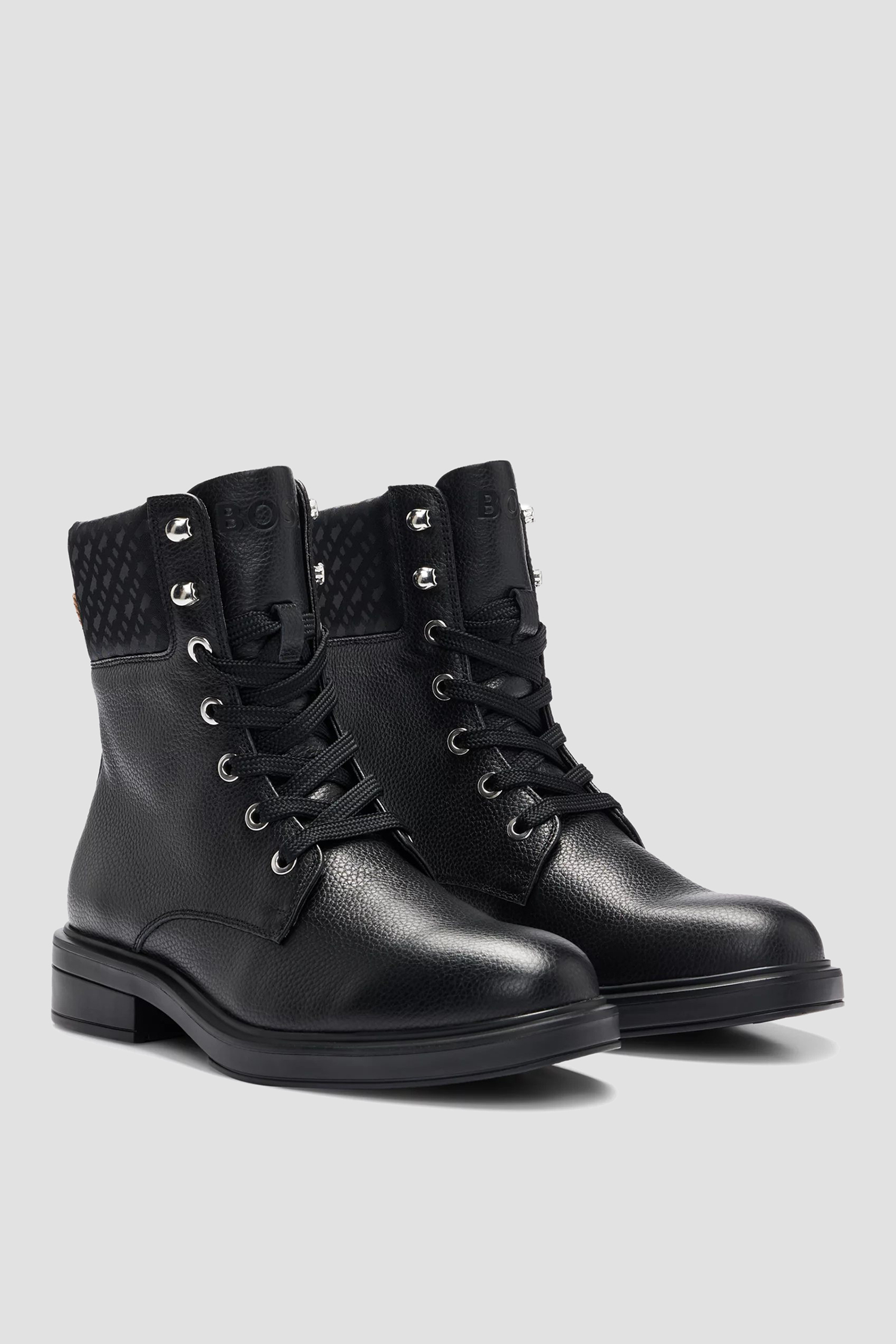 Женские черные кожаные ботинки BOSS 50498809;001