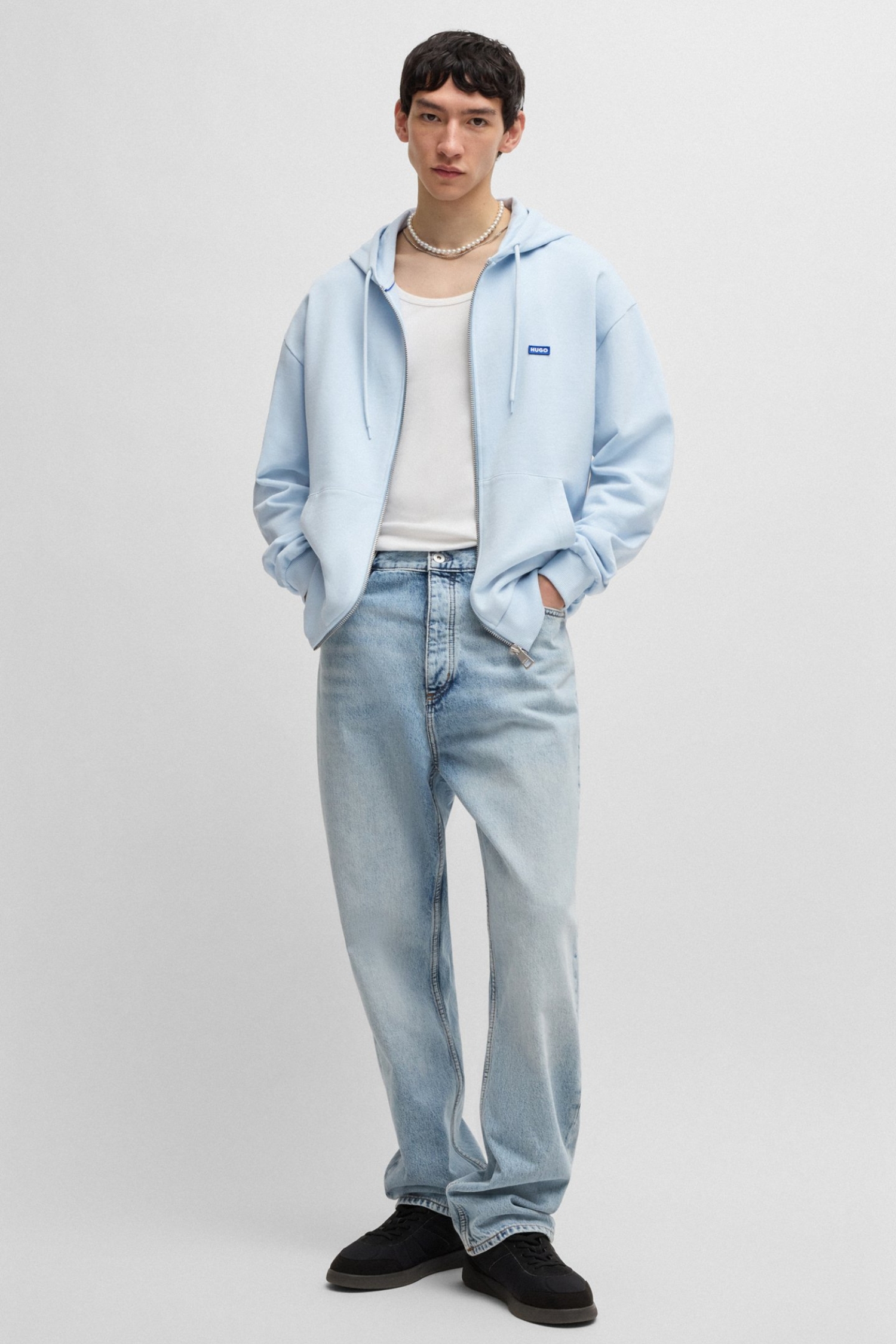 Мужская голубая кофта на молнии HUGO BLUE 50539895;487