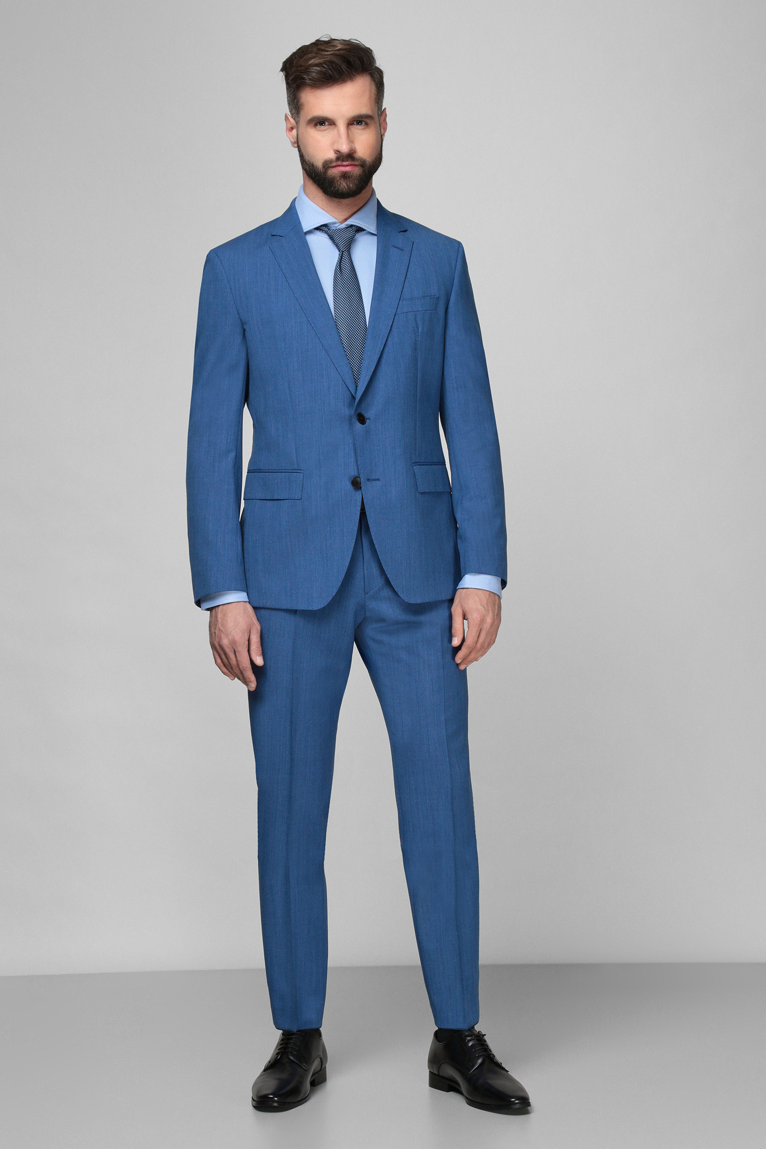 Мужской синий шерстяной костюм (пиджак, брюки) BOSS 50464864;404