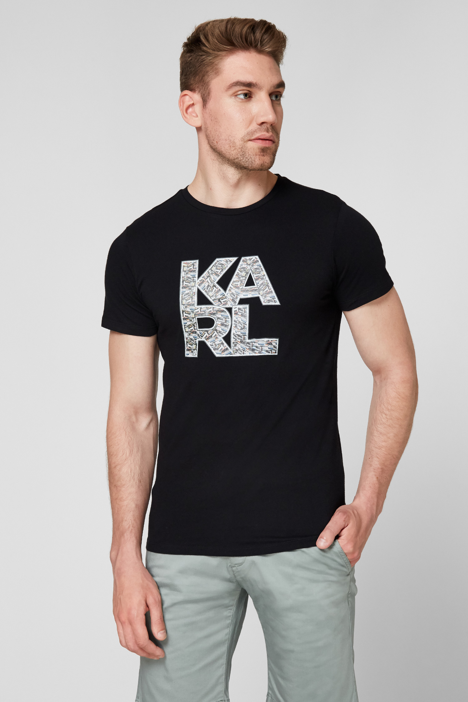 Мужская черная футболка Karl Lagerfeld KL21MTS01;BLACK