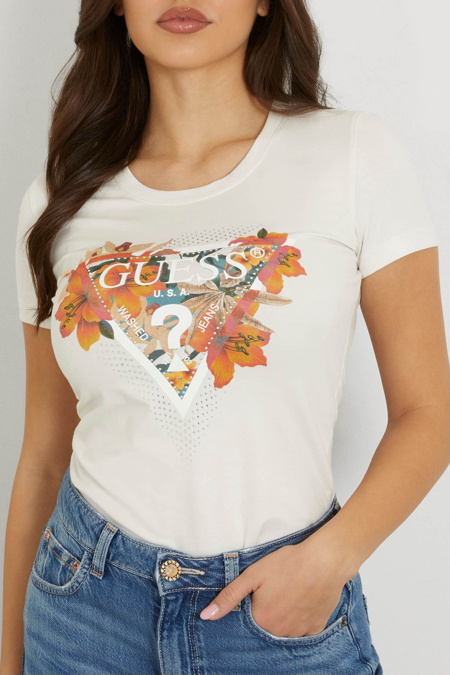 Женская белая футболка Guess W4GI62.J1314;G012