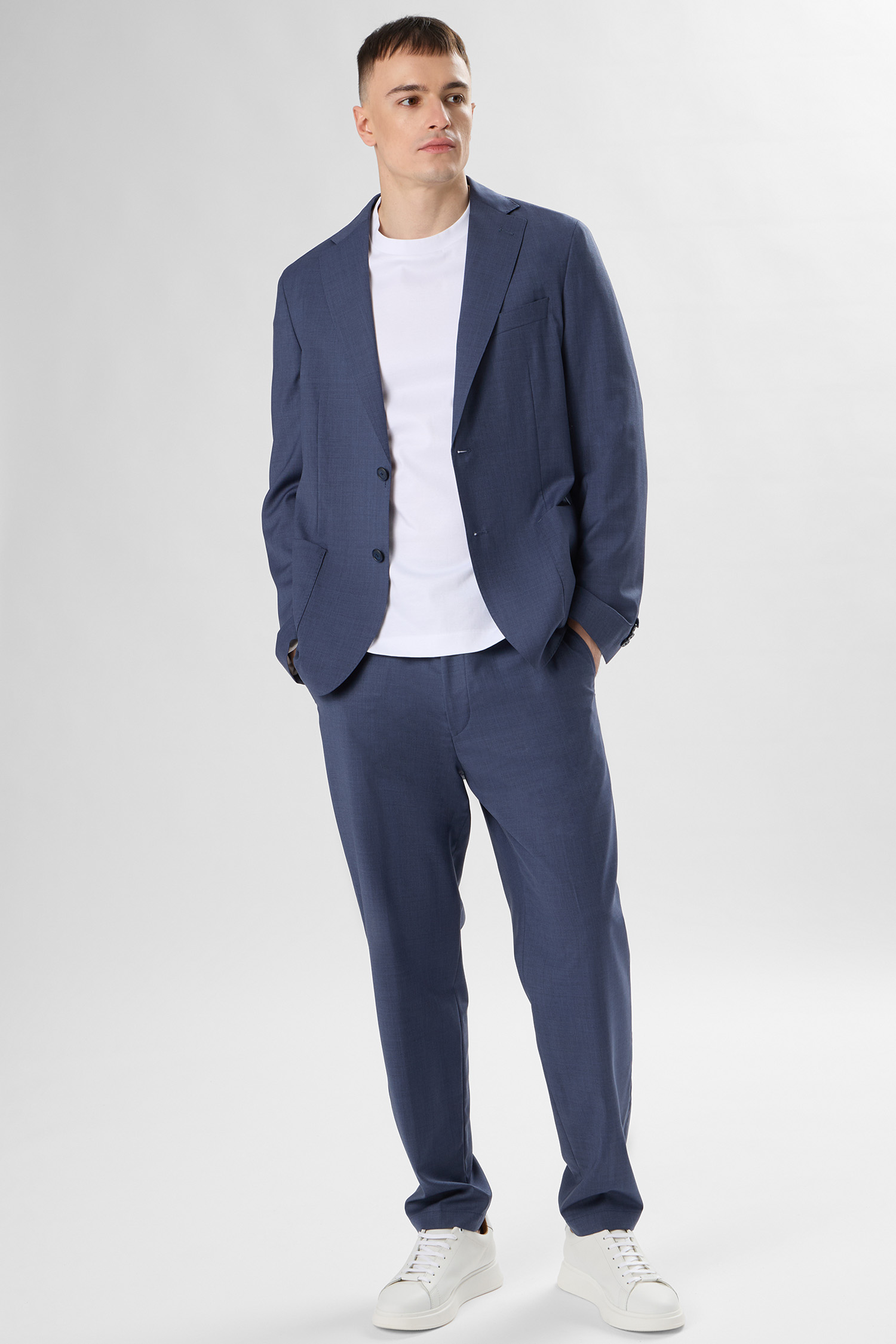 Мужские темно-синие шерстяные брюки BOSS 50561986;466