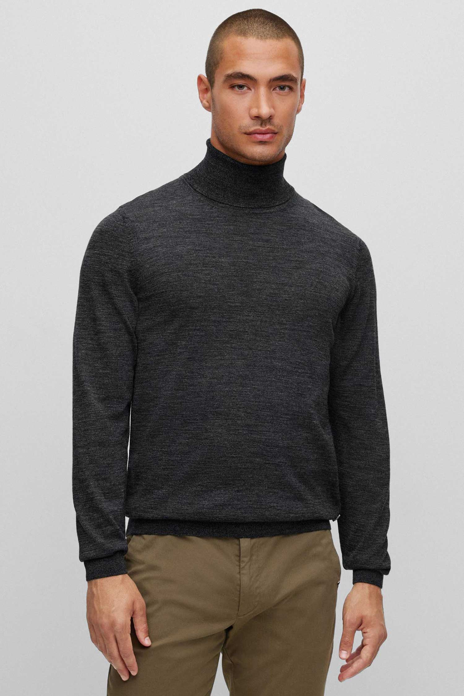 Мужской темно-серый шерстяной гольф BOSS 50468262;002