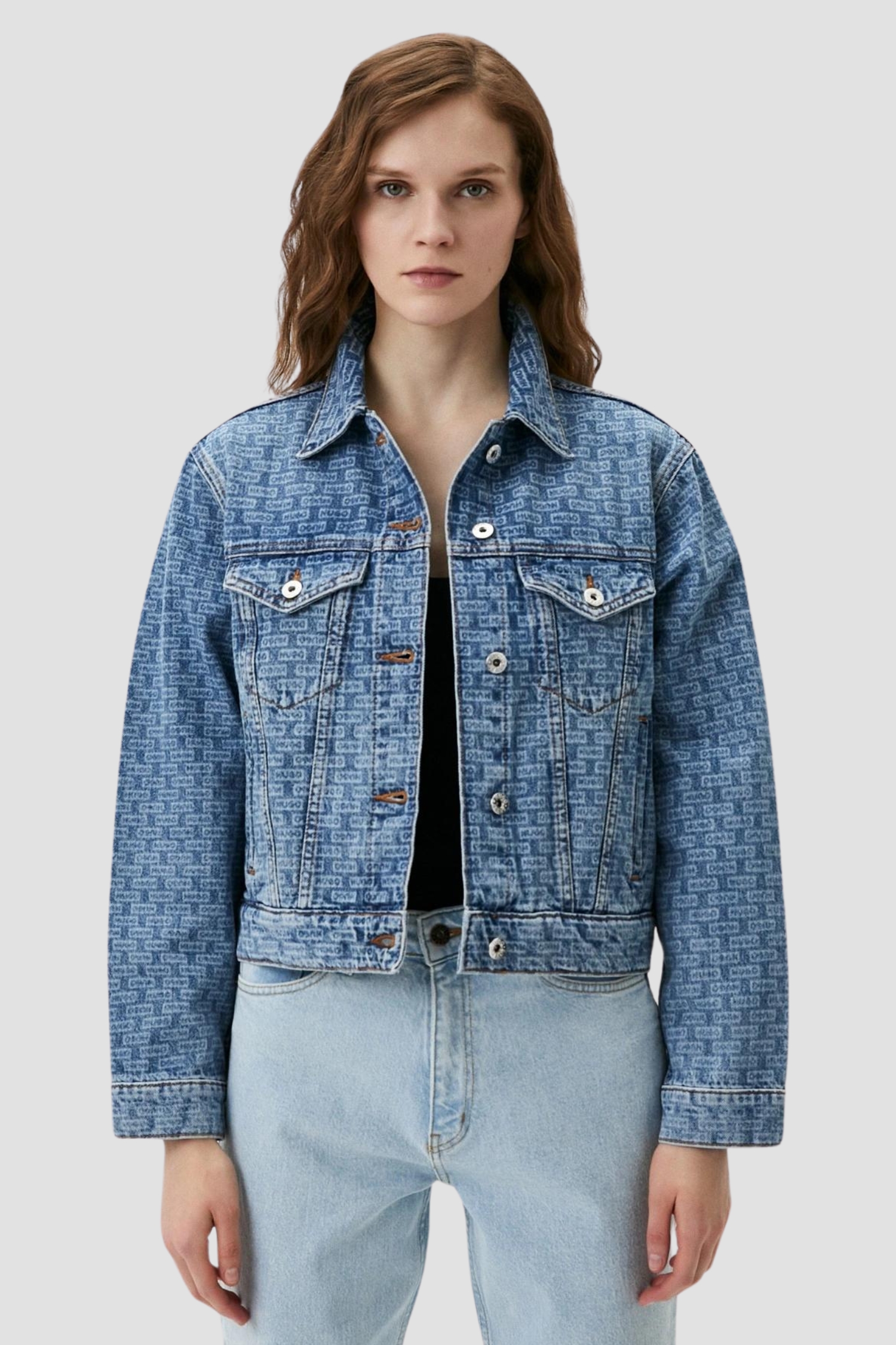Женская синяя джинсовая куртка с узором HUGO BLUE 50513734;998