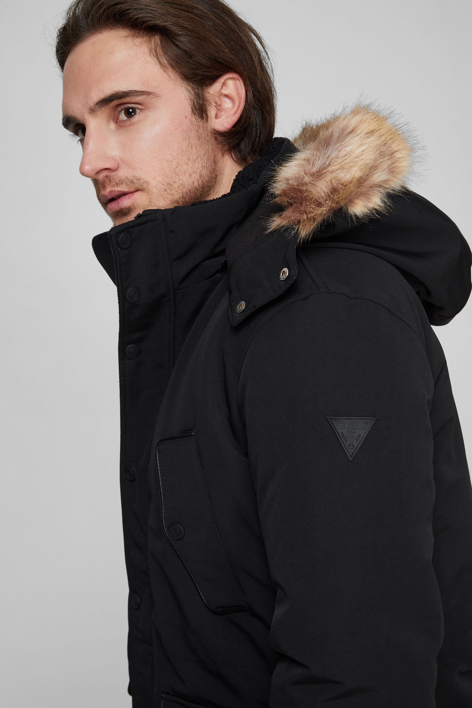 Мужская черная пуховая парка Guess M1BL23.WE6Z2;JBLK