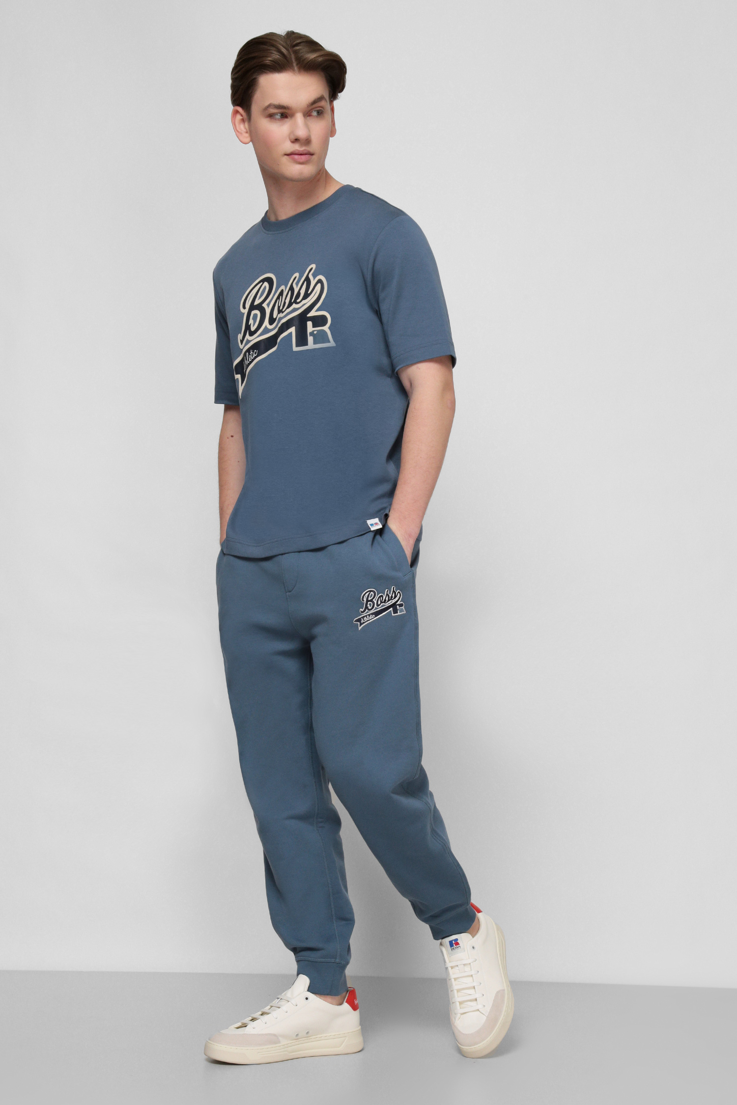 Синяя футболка для парней BOSS x Russell Athletic BOSS 50466090;438