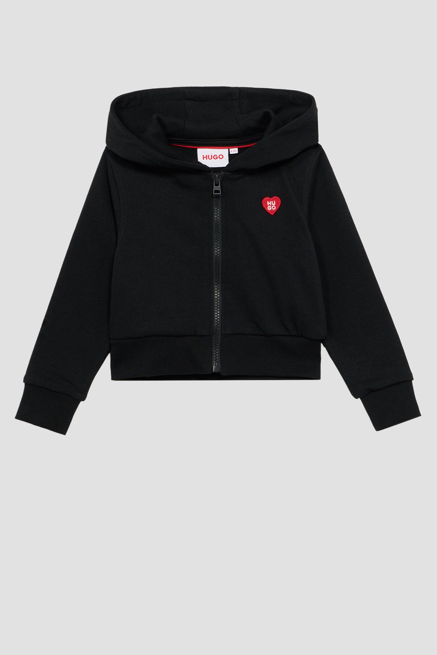 Дитяча чорна кофта на блискавці HUGO kids G01045;C09B