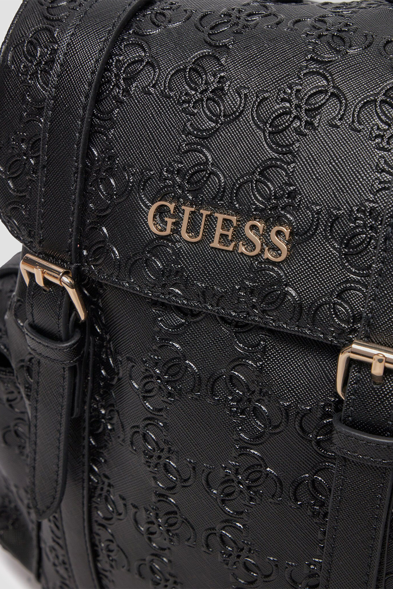 Жіночий чорний рюкзак з візерунком Guess V5RZ05.WGZ00;JBLK