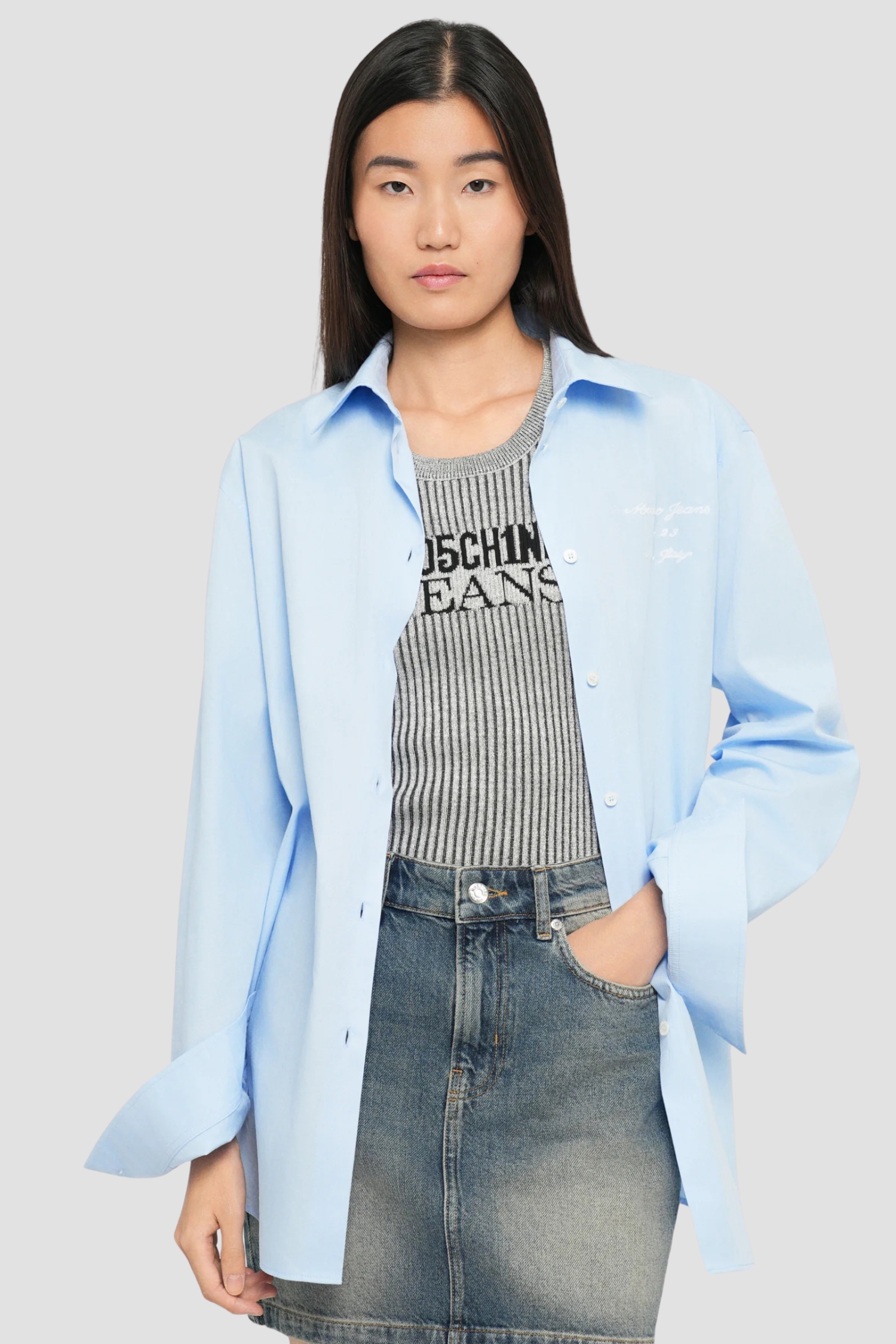 Женская голубая рубашка Moschino A0205.8231;1293